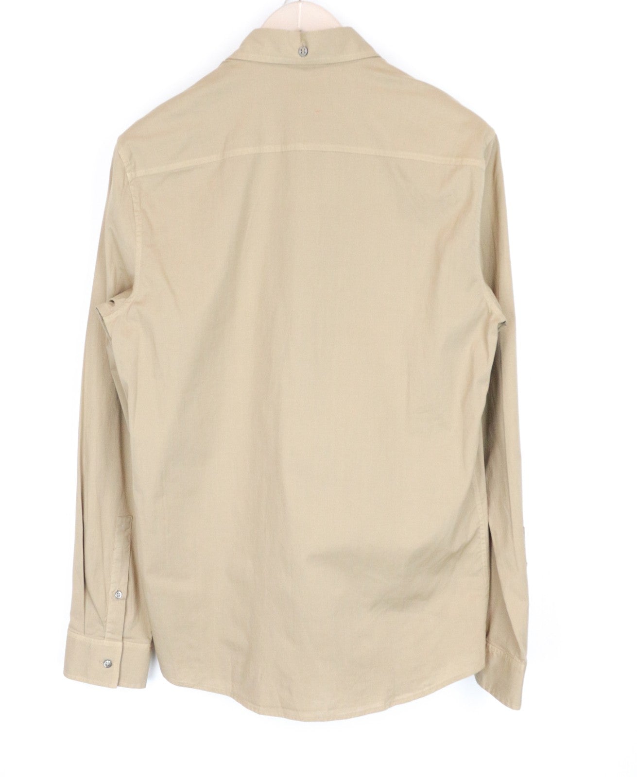 RICHMOND vyriški marškinėliai, šviesiai rudi, tamprūs, medvilniniai, ilgomis rankovėmis, L dydžio, su sagomis 