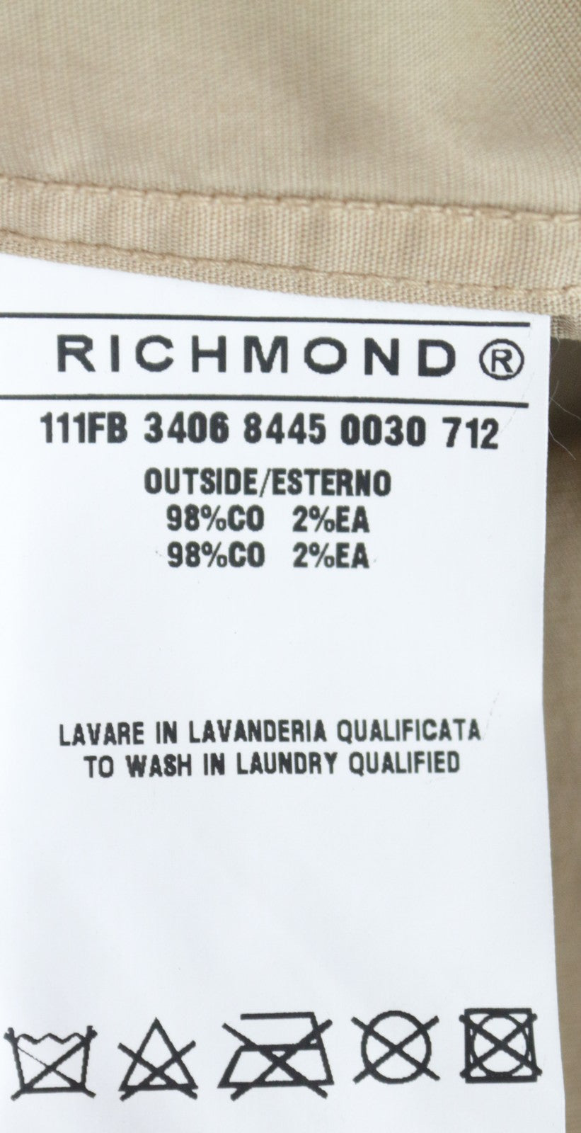 RICHMOND vyriški marškinėliai, šviesiai rudi, tamprūs, medvilniniai, ilgomis rankovėmis, L dydžio, su sagomis 