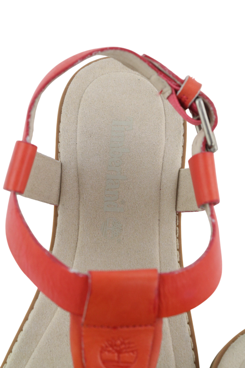 TIMBERLAND A23UF moteriškos oranžinės odinės basutės su atvira nosele, 37.5, UK4.5 