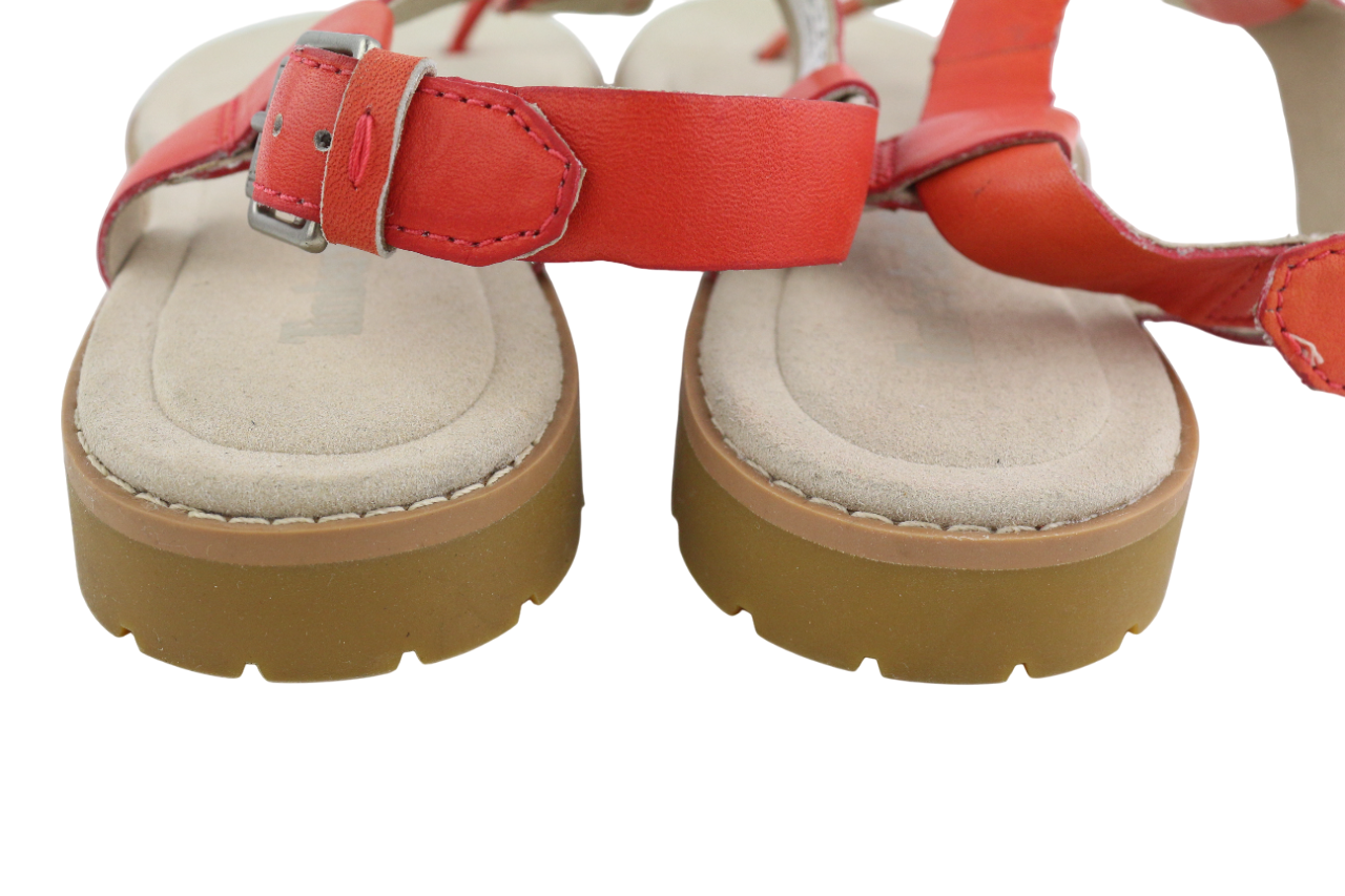 TIMBERLAND A23UF moteriškos oranžinės odinės basutės su atvira nosele, 37.5, UK4.5 