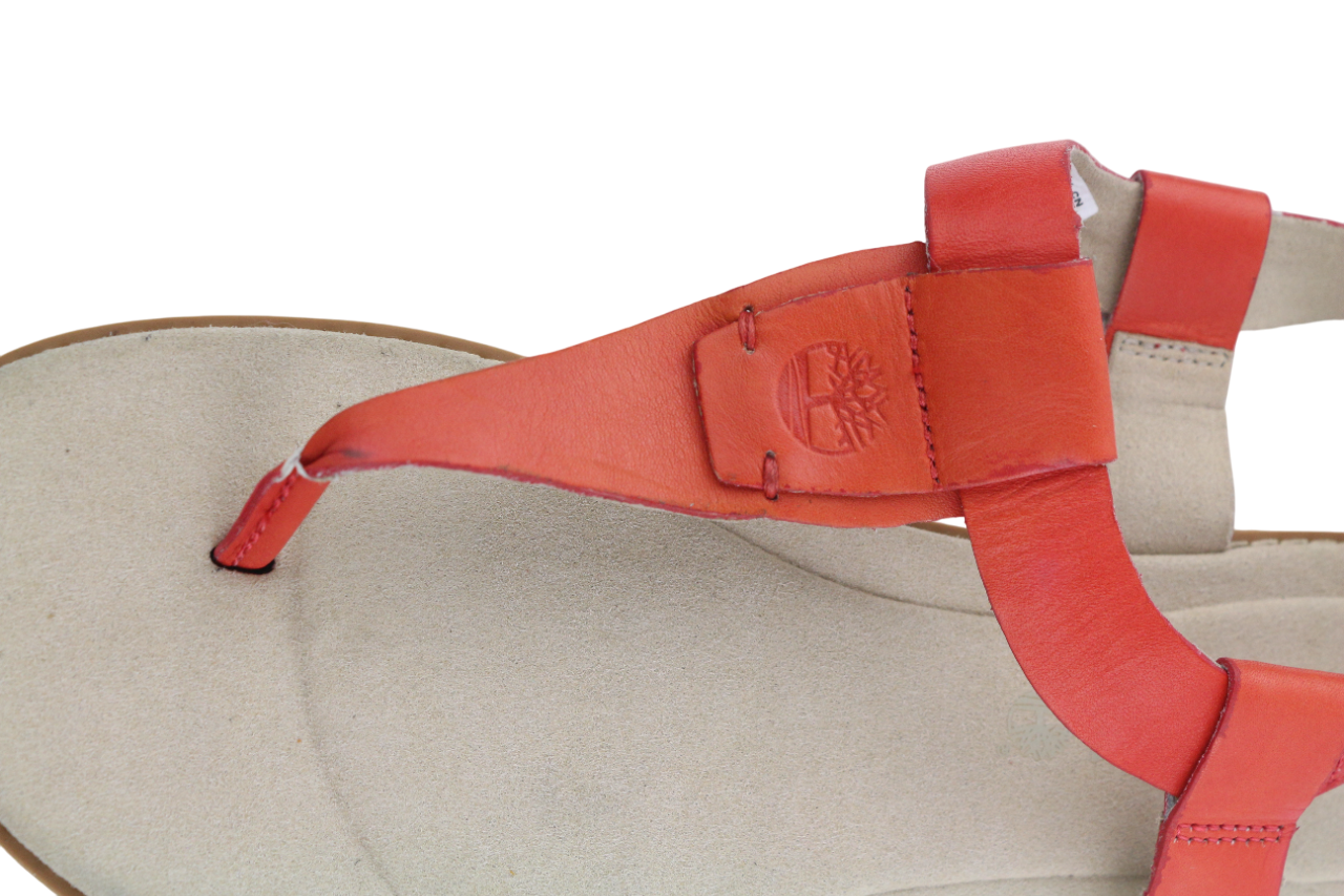 TIMBERLAND A23UF moteriškos oranžinės odinės basutės su atvira nosele, 37.5, UK4.5 