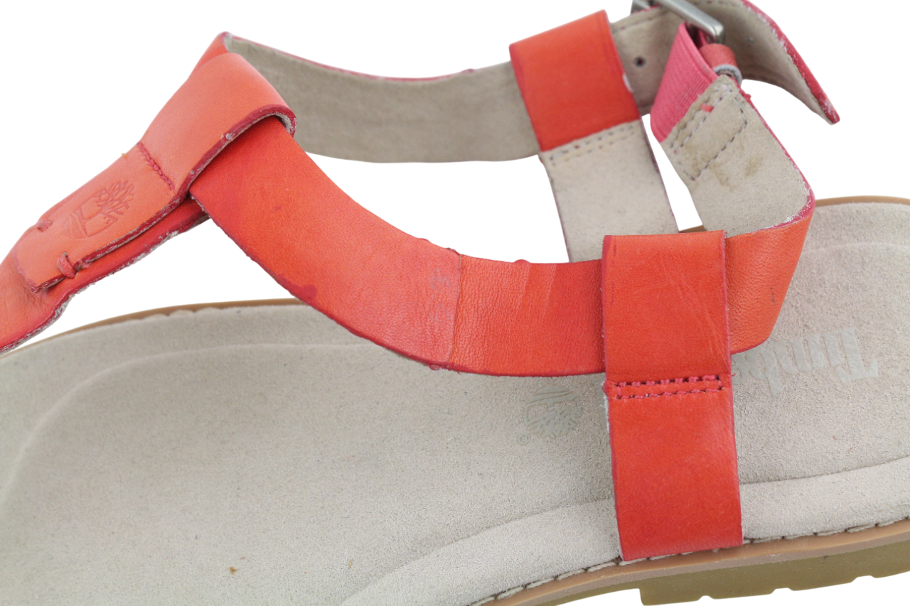 TIMBERLAND A23UF moteriškos oranžinės odinės basutės su atvira nosele, 37.5, UK4.5 