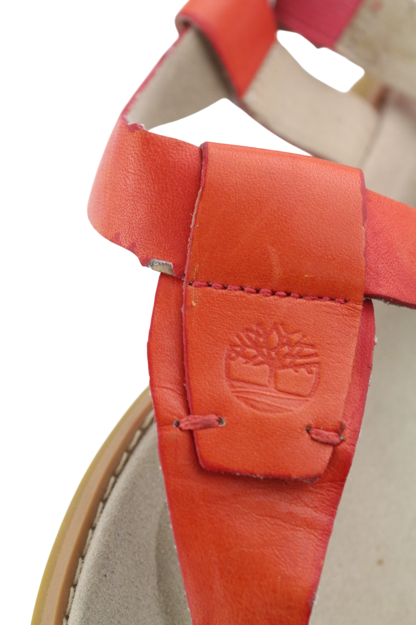 TIMBERLAND A23UF moteriškos oranžinės odinės basutės su atvira nosele, 37.5, UK4.5 