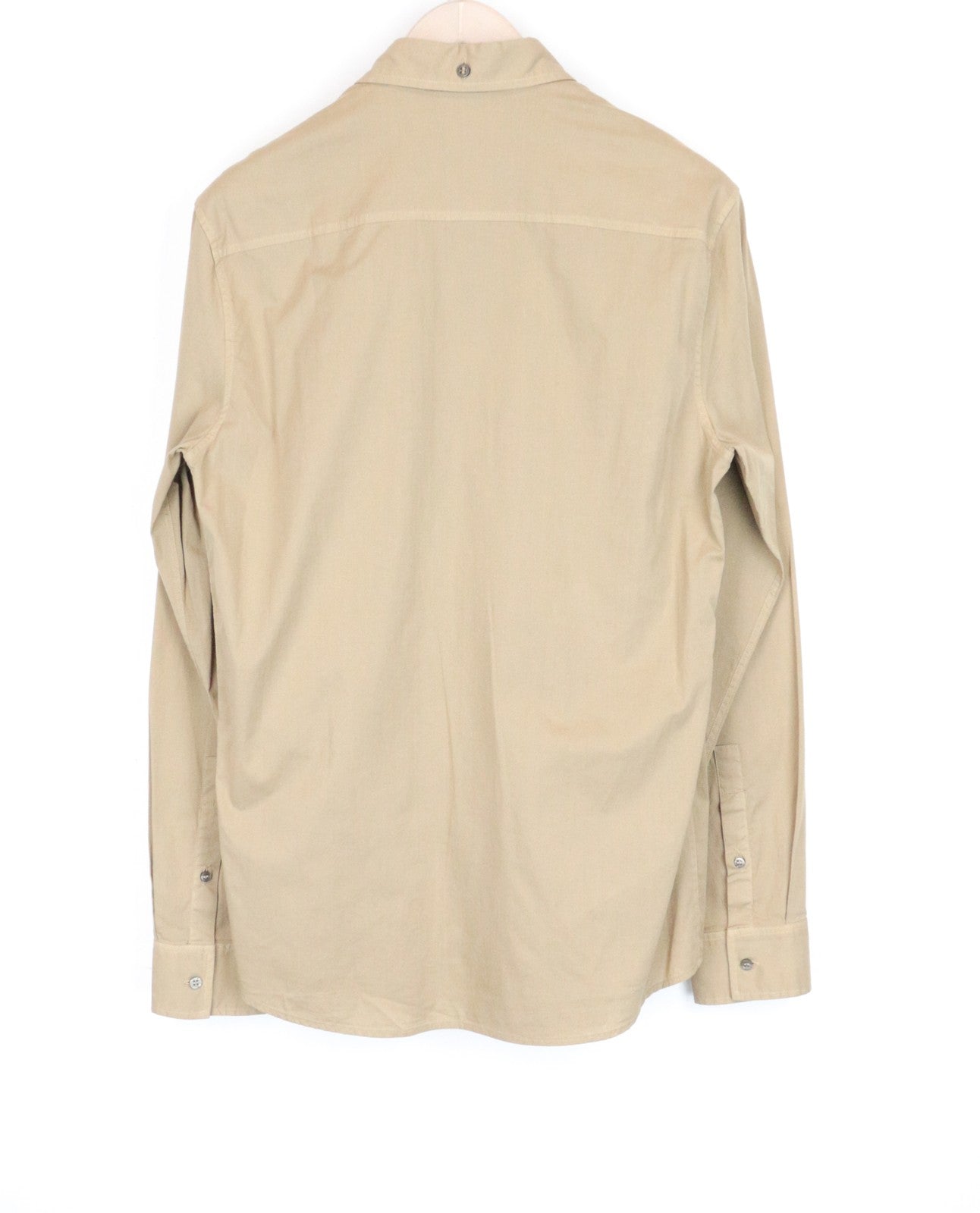 RICHMOND vyriški šviesiai rudi tamprūs medvilniniai marškinėliai su kišene ir ilgomis rankovėmis, L dydžio