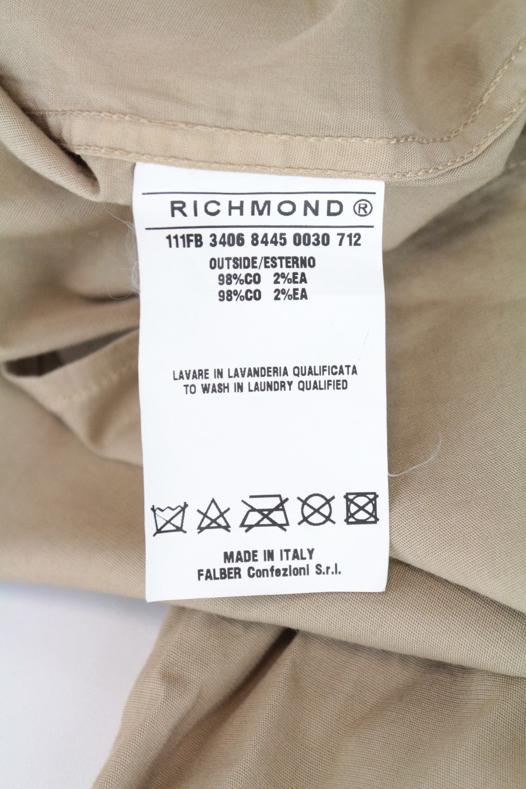 RICHMOND vyriški šviesiai rudi tamprūs medvilniniai marškinėliai su kišene ir ilgomis rankovėmis, L dydžio