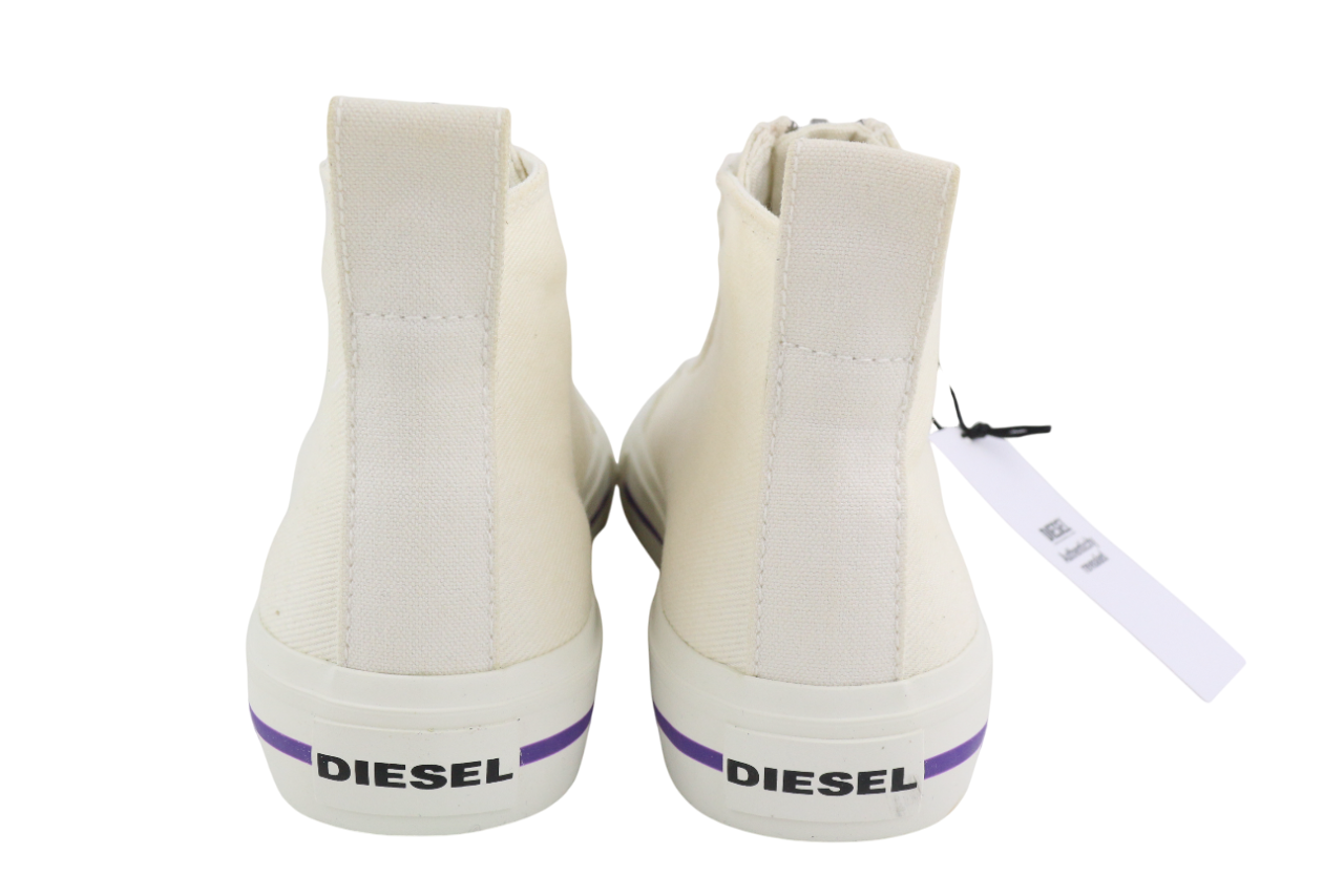DIESEL S-Astico Mzip moteriški sportbačiai, 39 dydis, balti, užtrauktuku ir migdolų nosimi, kulkšnies link, RRP 180 € 