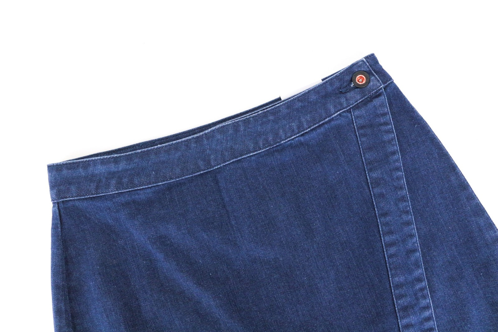 DENHAM Salinas moteriškas sijonas W25 mėlynas tamprus medvilnės mišinio mini laisvalaikio džinsinis sijonas 