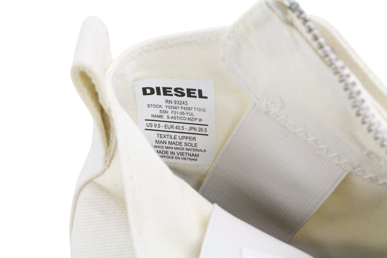 DIESEL S-Astico Mzip Womens Sneakers EU40.5 Zipper Almond Toe RRP€180