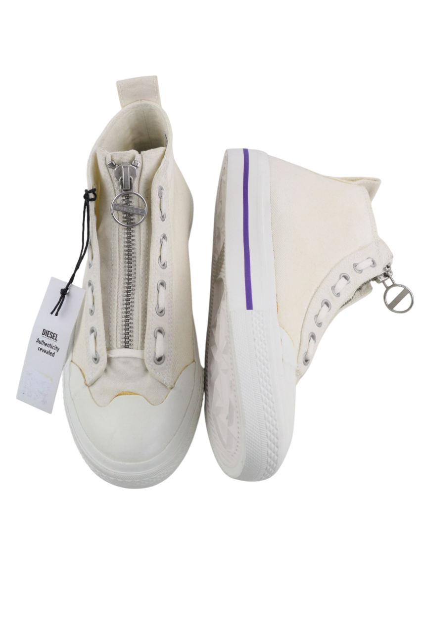 DIESEL S-Astico Mzip Womens Sneakers EU40.5 Zipper Almond Toe RRP€180