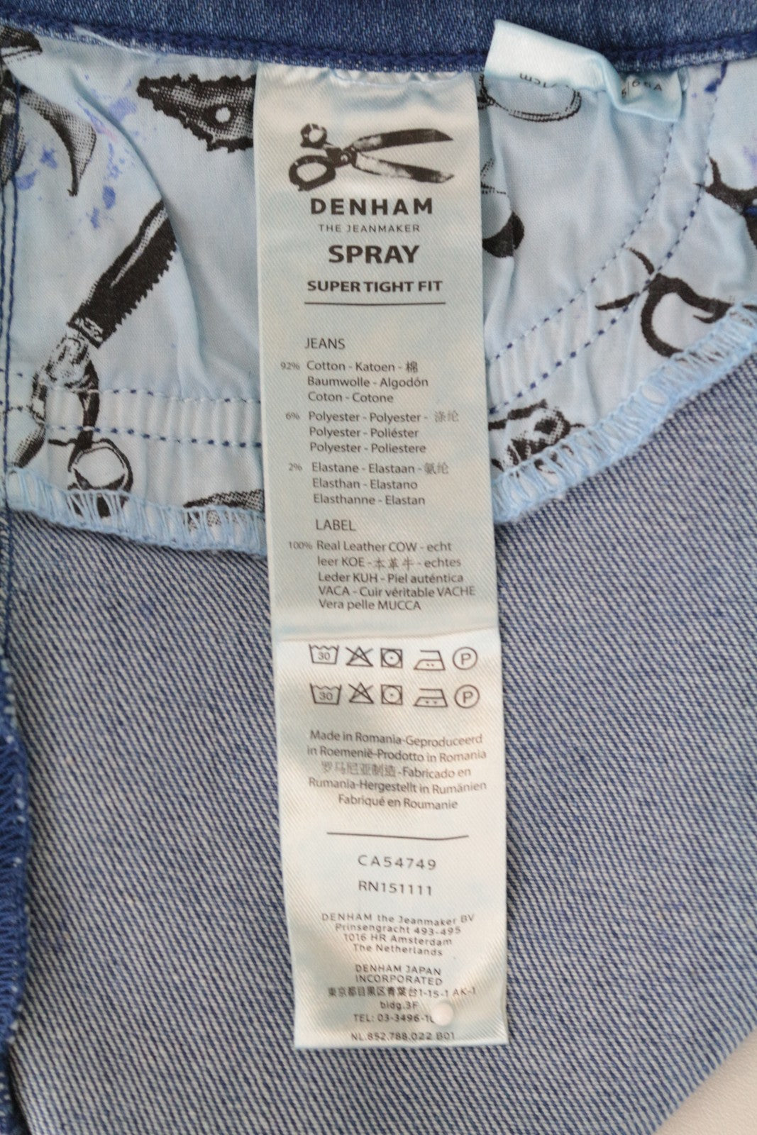 DENHAM Spray Women's Jeans W26/L28 Super Tight Fit Cotton Blue Stretch Casual