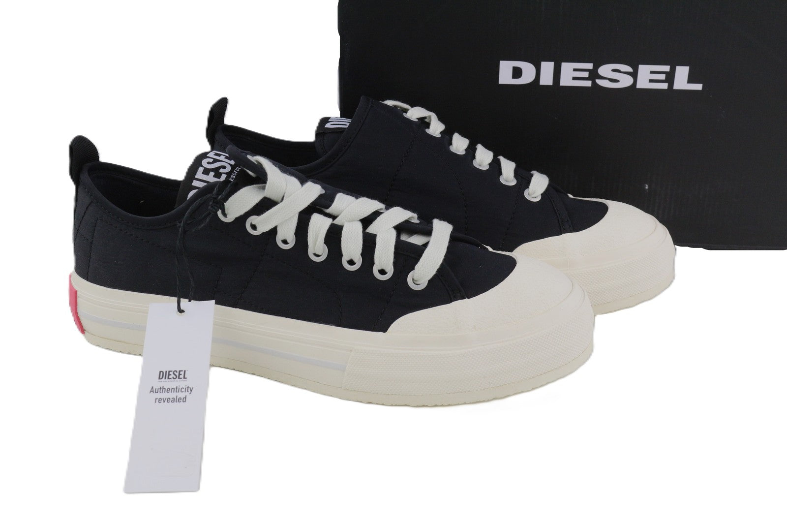 DIESEL S-Muji LC moteriški sportbačiai, juodi, žemi, suvarstomi, migdolų spalvos, su etiketėmis, RRP 160 € 