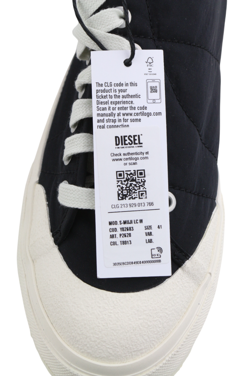 DIESEL S-Muji LC moteriški sportbačiai, juodi, žemi, suvarstomi, migdolų spalvos, su etiketėmis, RRP 160 € 