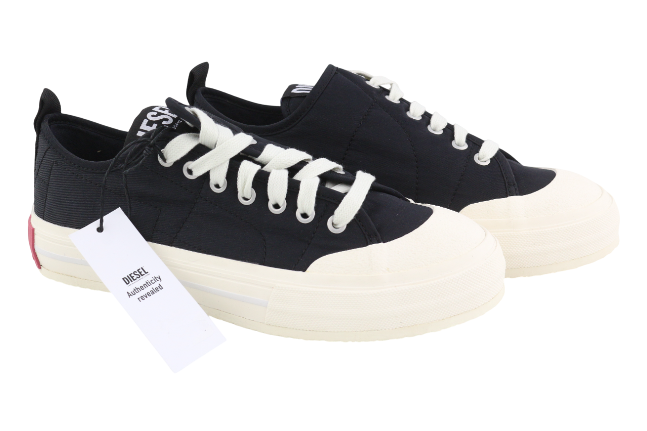 DIESEL S-Muji LC moteriški sportbačiai, juodi, žemi, suvarstomi, migdolų spalvos, su etiketėmis, RRP 160 € 