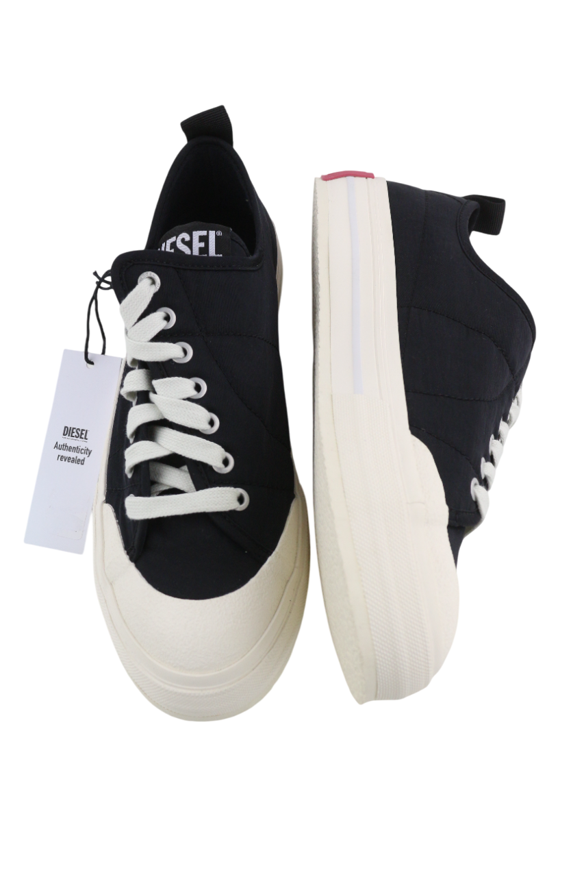 DIESEL S-Muji LC moteriški sportbačiai, juodi, žemi, suvarstomi, migdolų spalvos, su etiketėmis, RRP 160 € 