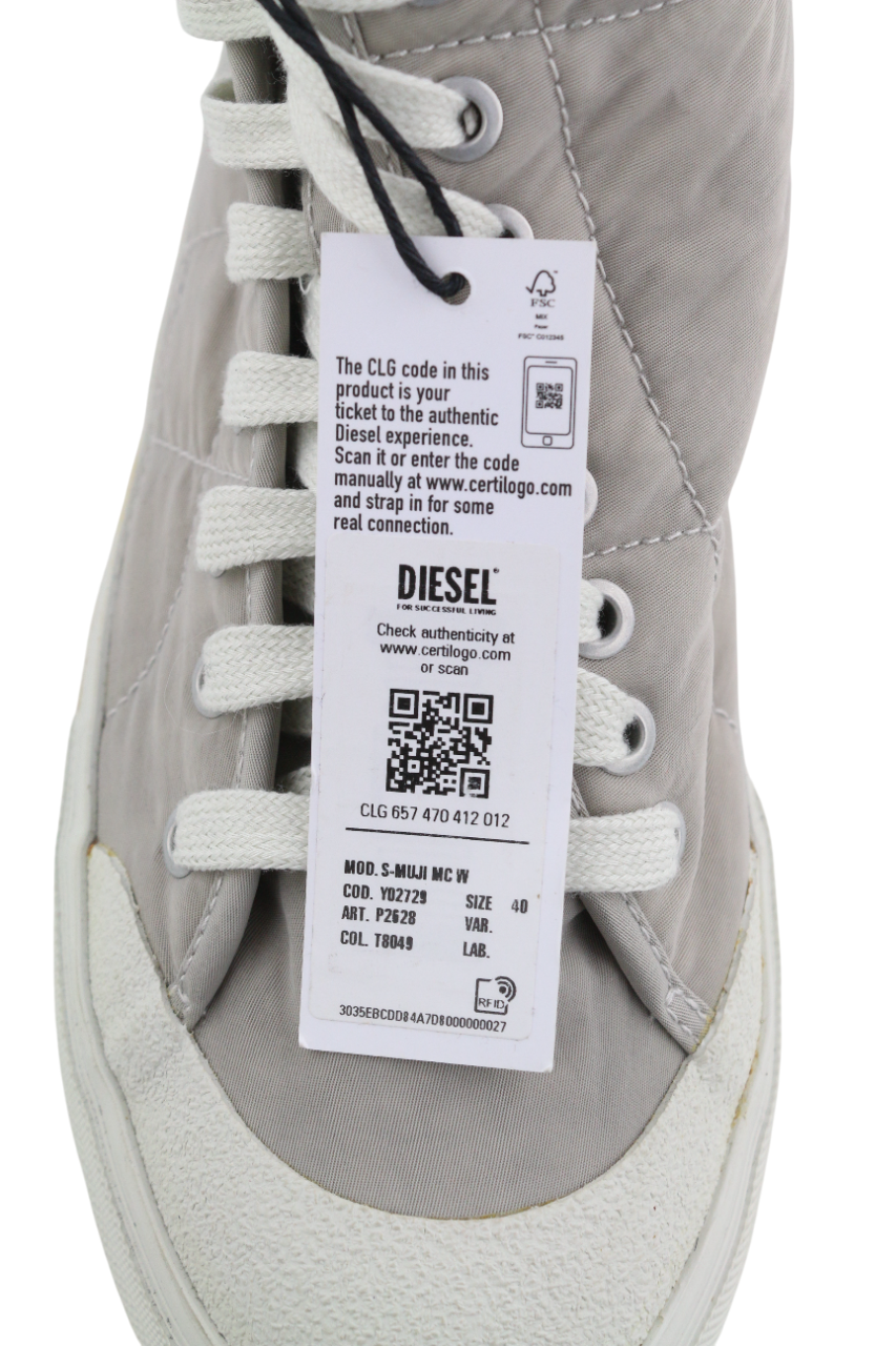 DIESEL S-Muji MC moteriški sportbačiai, šviesiai pilki, aukštakulniai, migdolų spalvos, EU40, RRP 180 € 