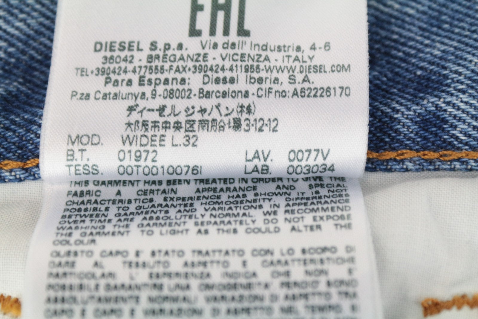 DIESEL Widee 0077V moteriški džinsai W24/L32 tiesaus kirpimo, skalbtos medvilnės, mėlyni mergaitėms 