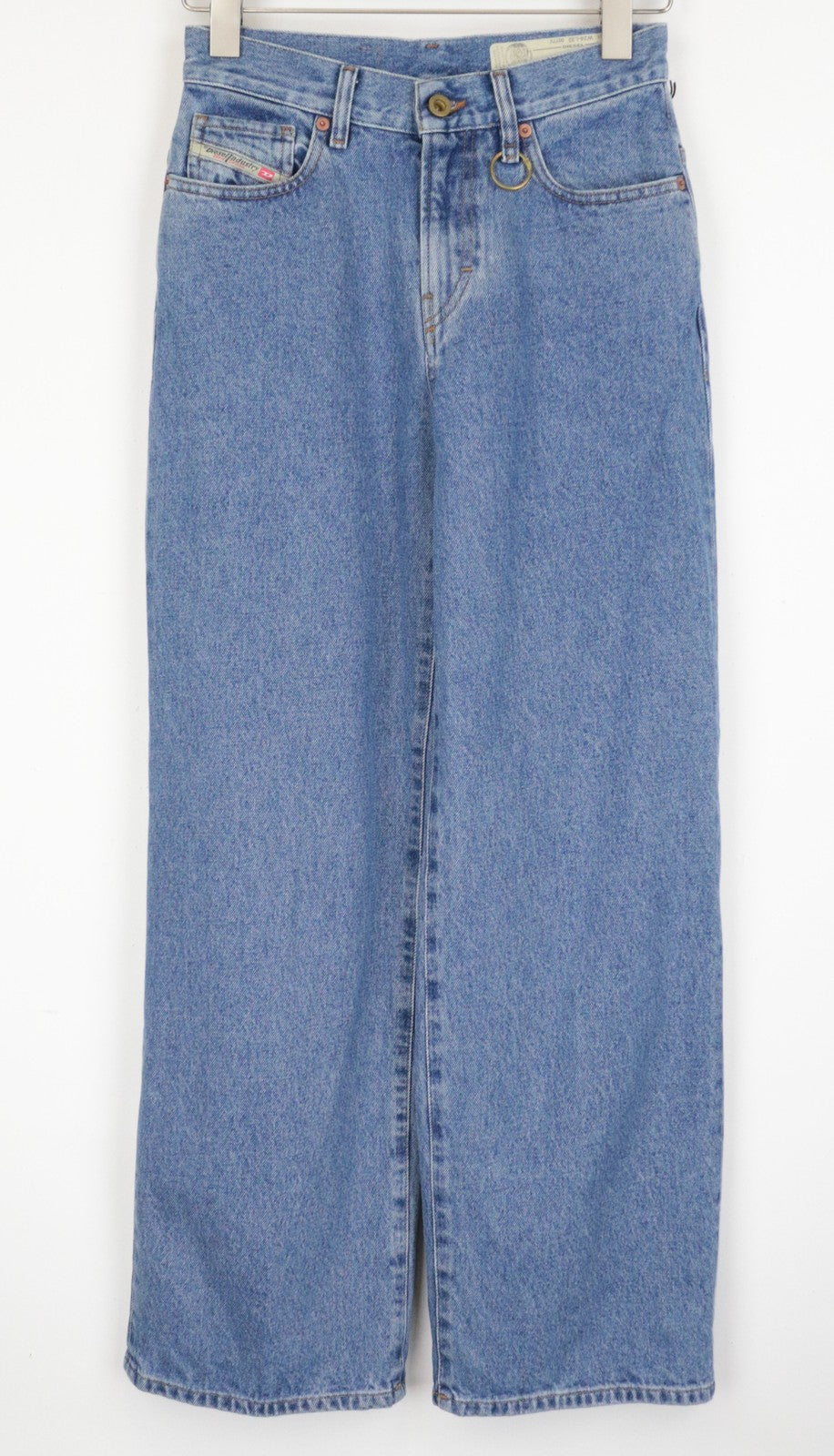 DIESEL Widee 0077V moteriški džinsai W24/L32 tiesaus kirpimo, skalbtos medvilnės, mėlyni mergaitėms 