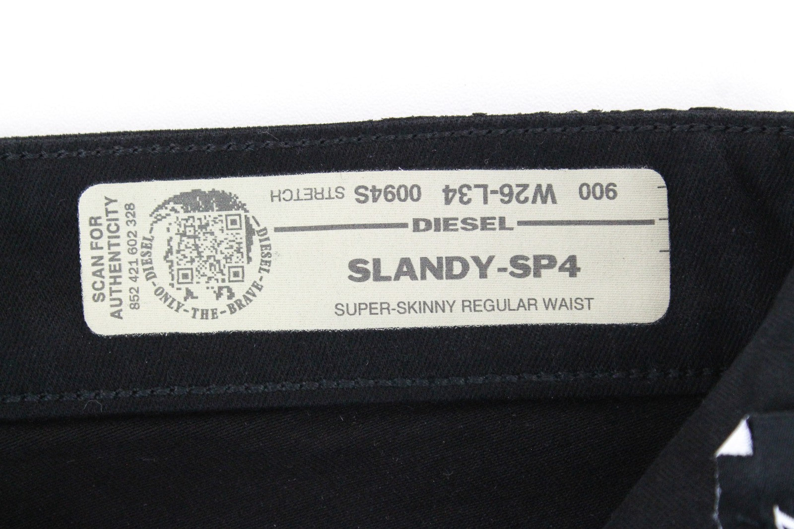 DIESEL Slandy-SP4 0094S moteriški džinsai W26/L34 juodi, dengti, itin aptempti 