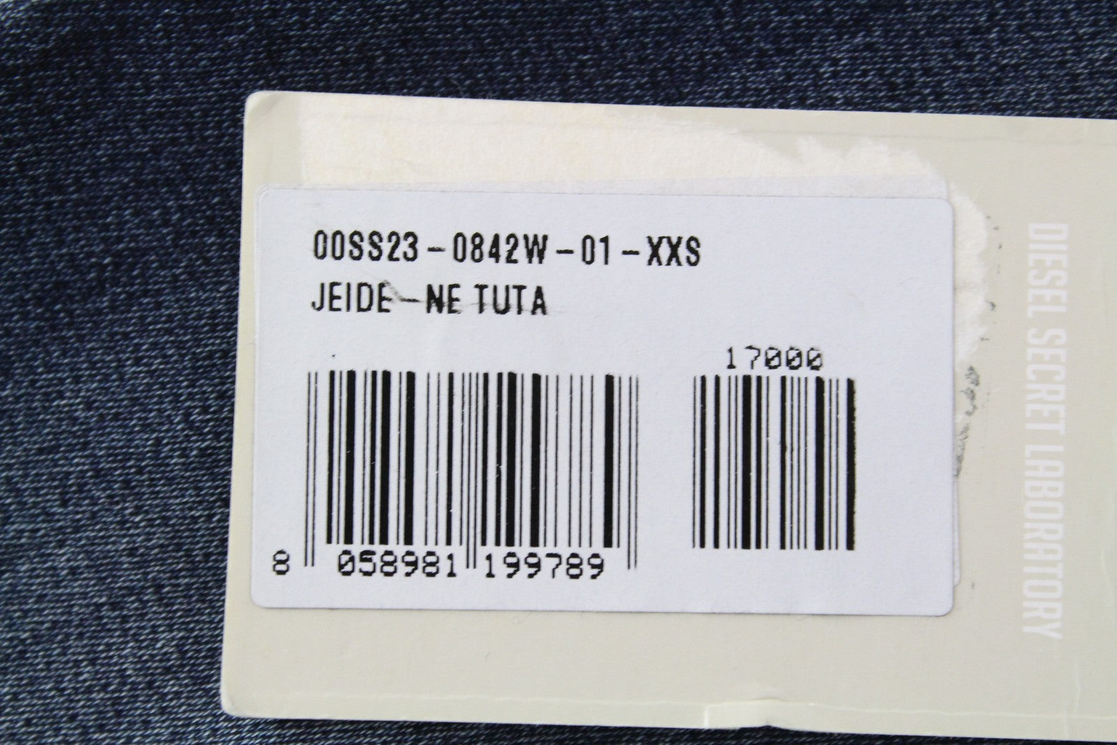 DIESEL Jeide-NE 0842W moteriškas kombinezonas 2XS Slim Jogg mėlynas tamprus kombinezonas 