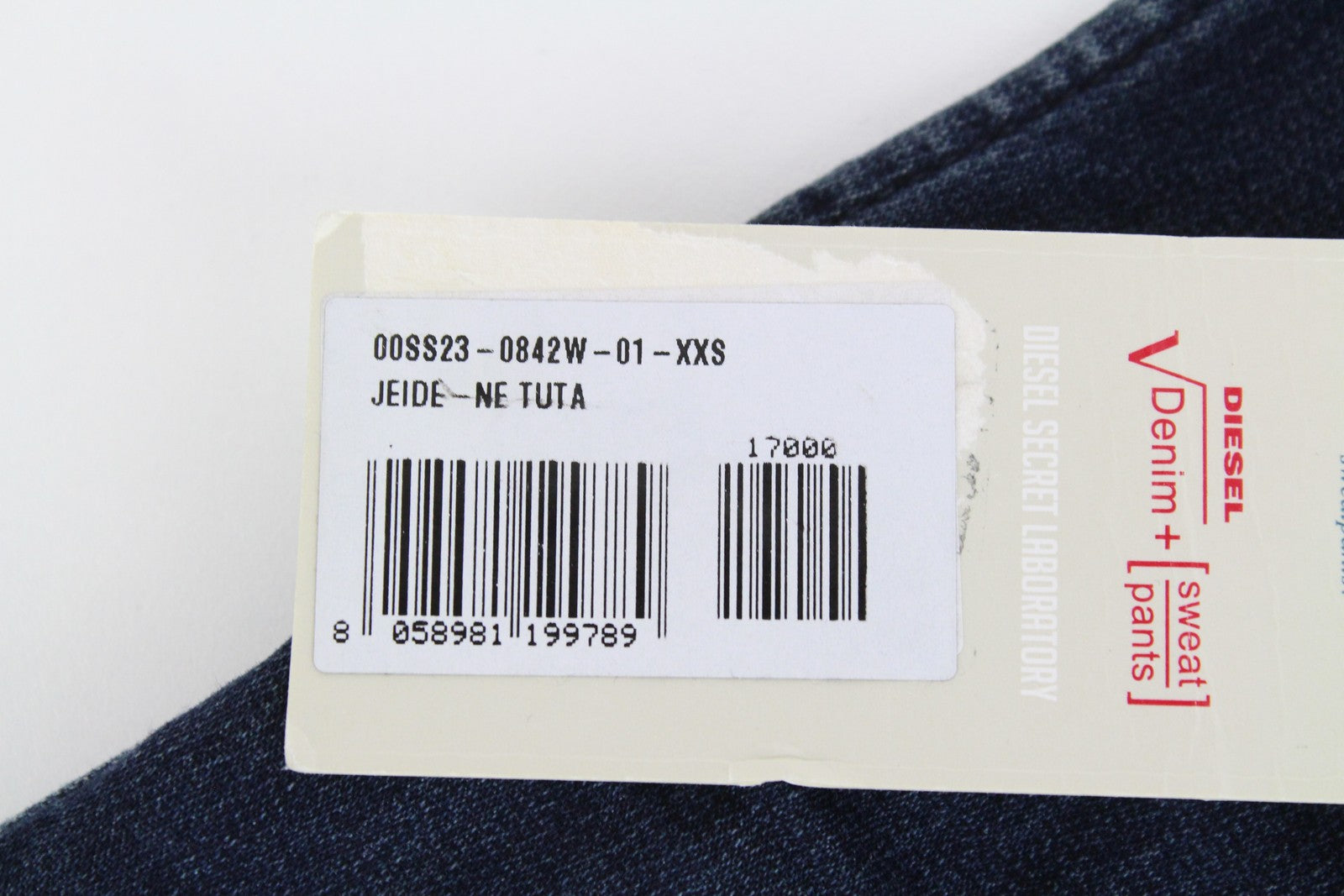 DIESEL Jeide-NE 0842W moteriškas kombinezonas 2XS Slim Jogg mėlynas tamprus kombinezonas 