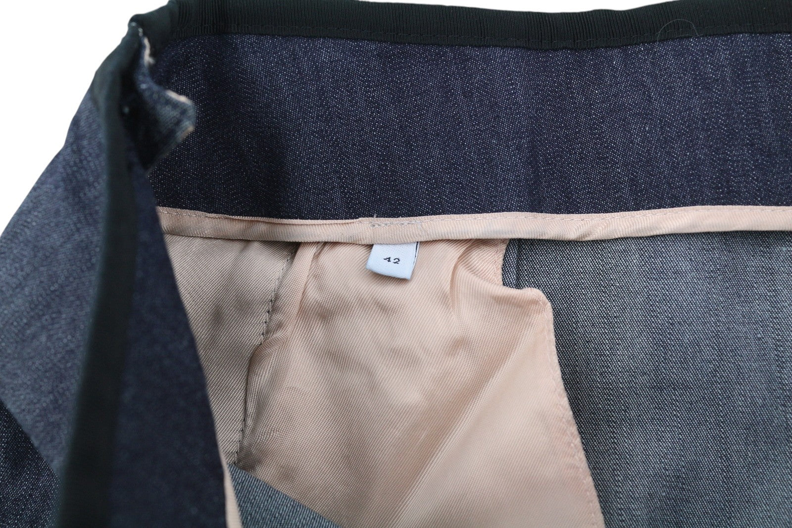 PT TORINO moteriškos kelnės, 42 dydžio, platėjančios klešnės, aukštas juosmuo, užtrauktukas, tamsiai mėlynos 