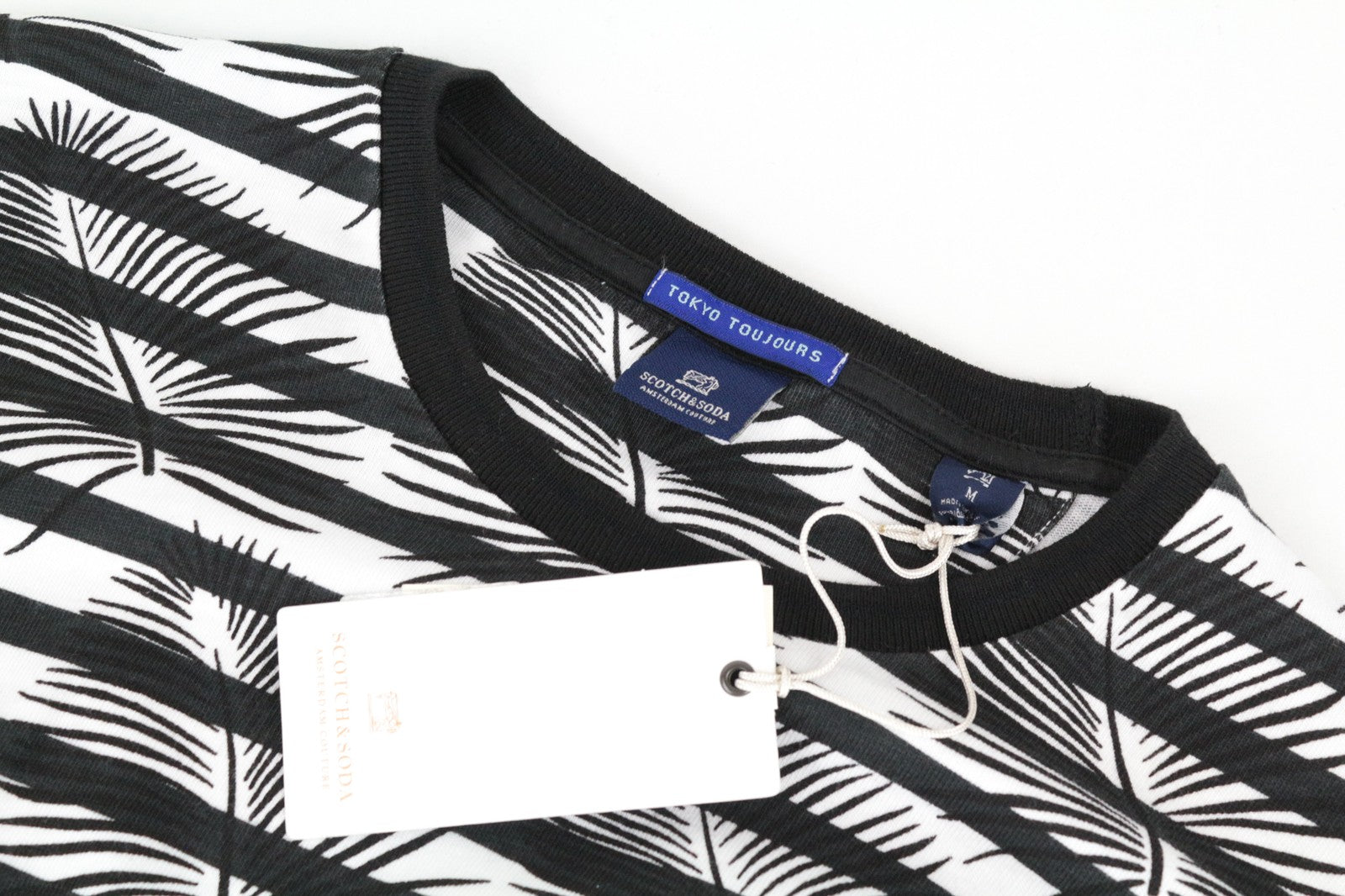 SCOTCH &amp; SODA Tokyo Toujours vyriškas džemperis M su dryžuotu palmių raštu ir apvaliu raštu 