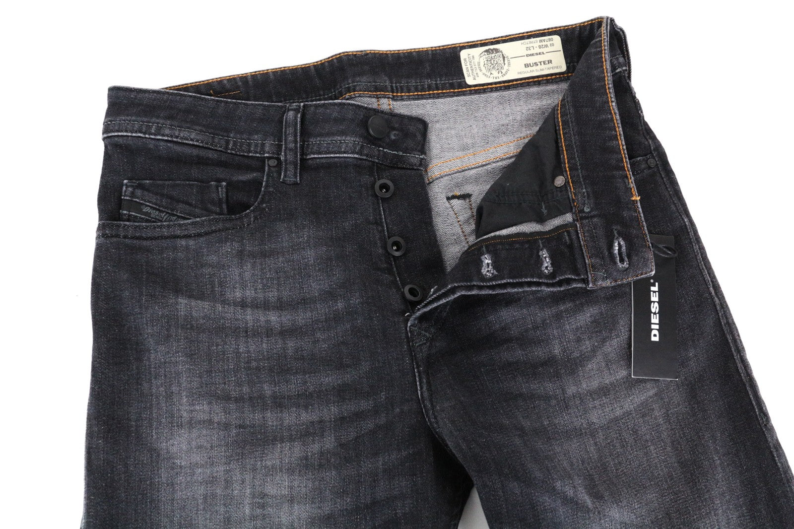 DIESEL Buster 087AM vyriški džinsai W28/L32 skalbto tampraus džinso siaurėjančio kirpimo 