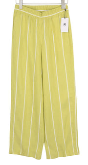 PT TORINO Lydia moteriškos kelnės, 40 dydžio, žalios, dryžuotos, su elastingu juosmeniu, linas 