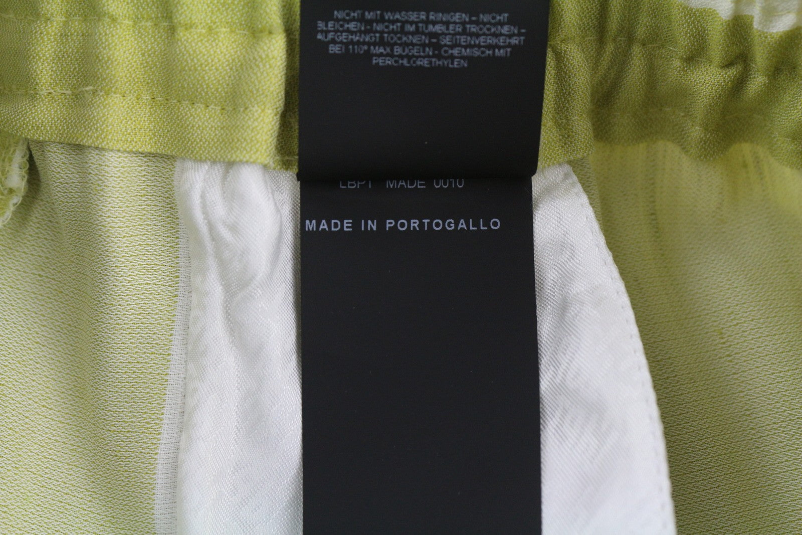 PT TORINO Lydia moteriškos kelnės, 40 dydžio, žalios, dryžuotos, su elastingu juosmeniu, linas 