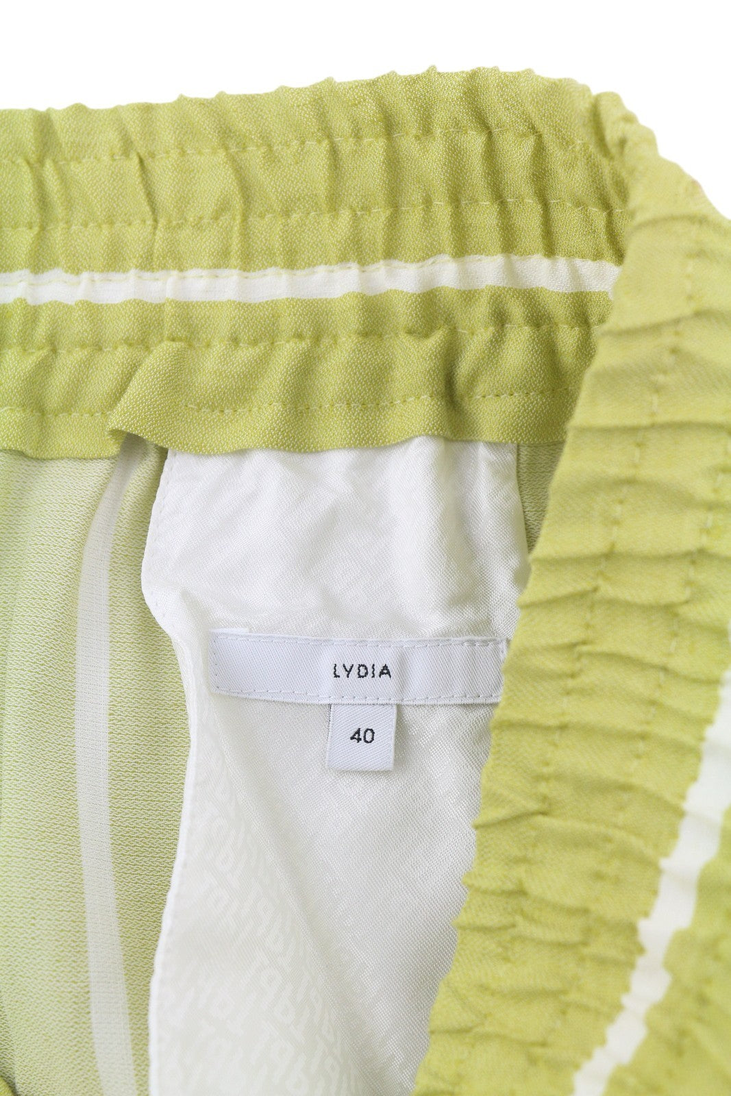 PT TORINO Lydia moteriškos kelnės, 40 dydžio, žalios, dryžuotos, su elastingu juosmeniu, linas 