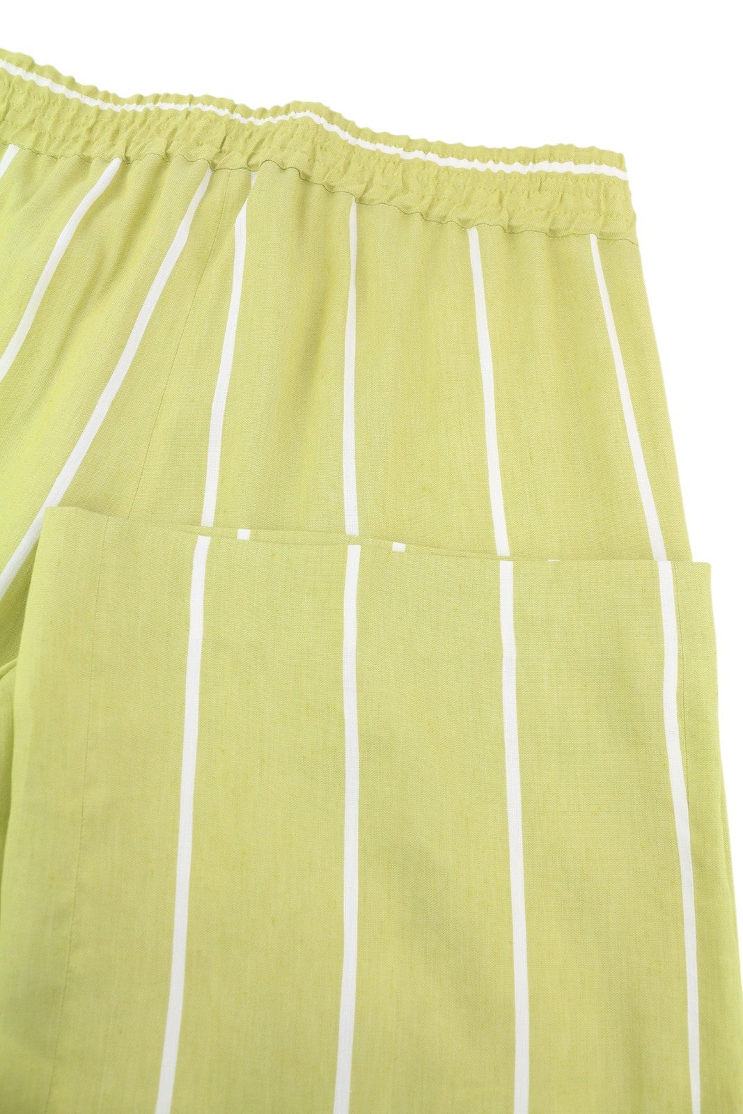 PT TORINO Lydia moteriškos kelnės, 42 žalios, dryžuotas, tamprus juosmuo, linas 