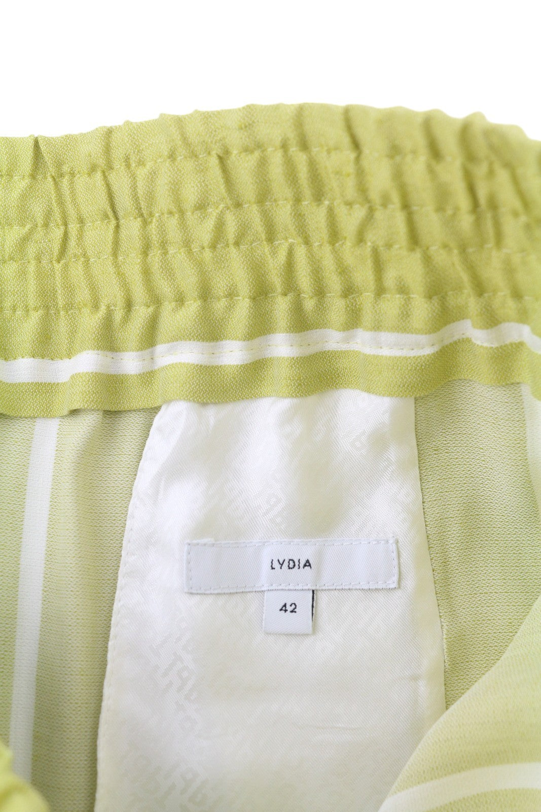 PT TORINO Lydia moteriškos kelnės, 42 žalios, dryžuotas, tamprus juosmuo, linas 