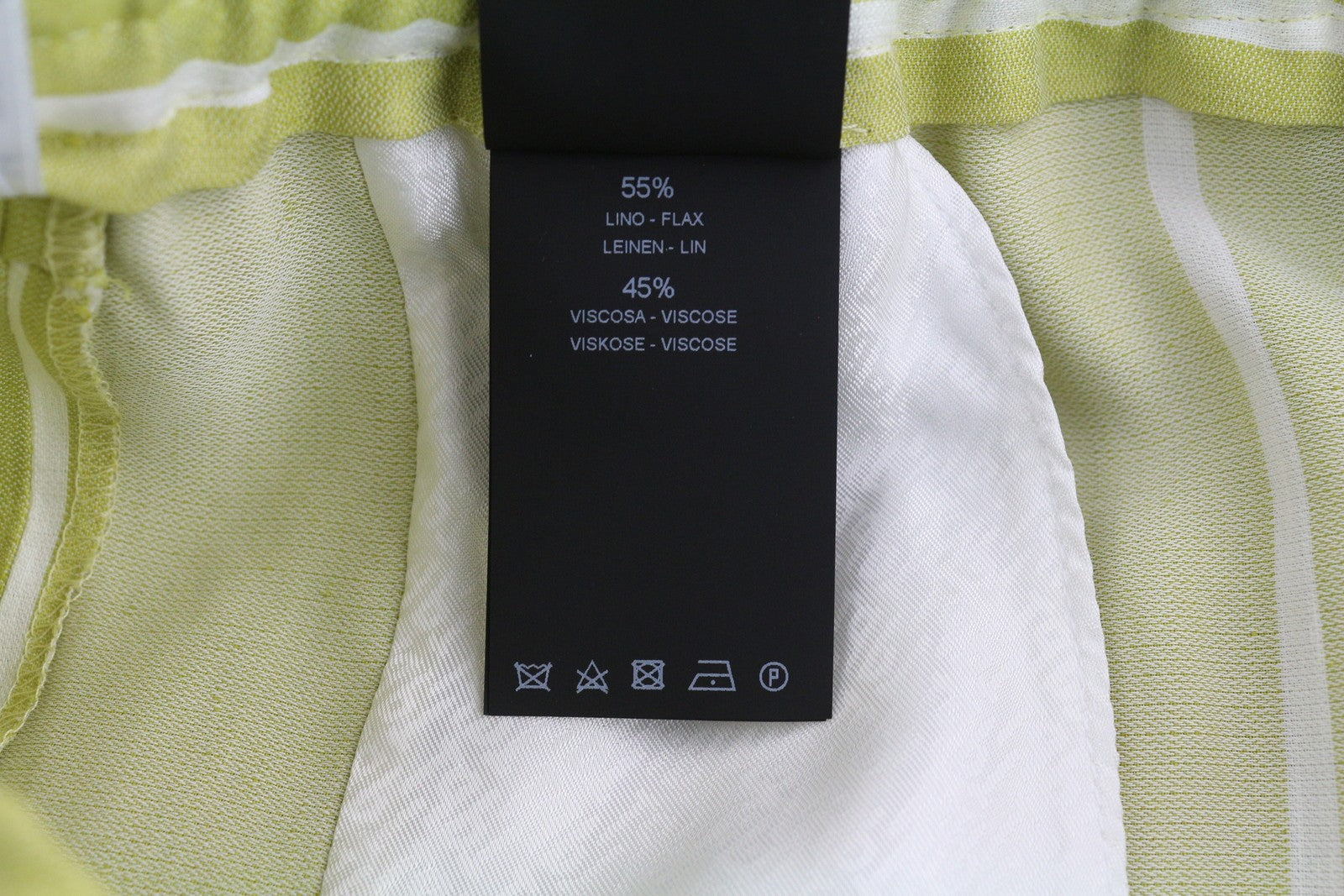 PT TORINO Lydia moteriškos kelnės, 42 žalios, dryžuotas, tamprus juosmuo, linas 