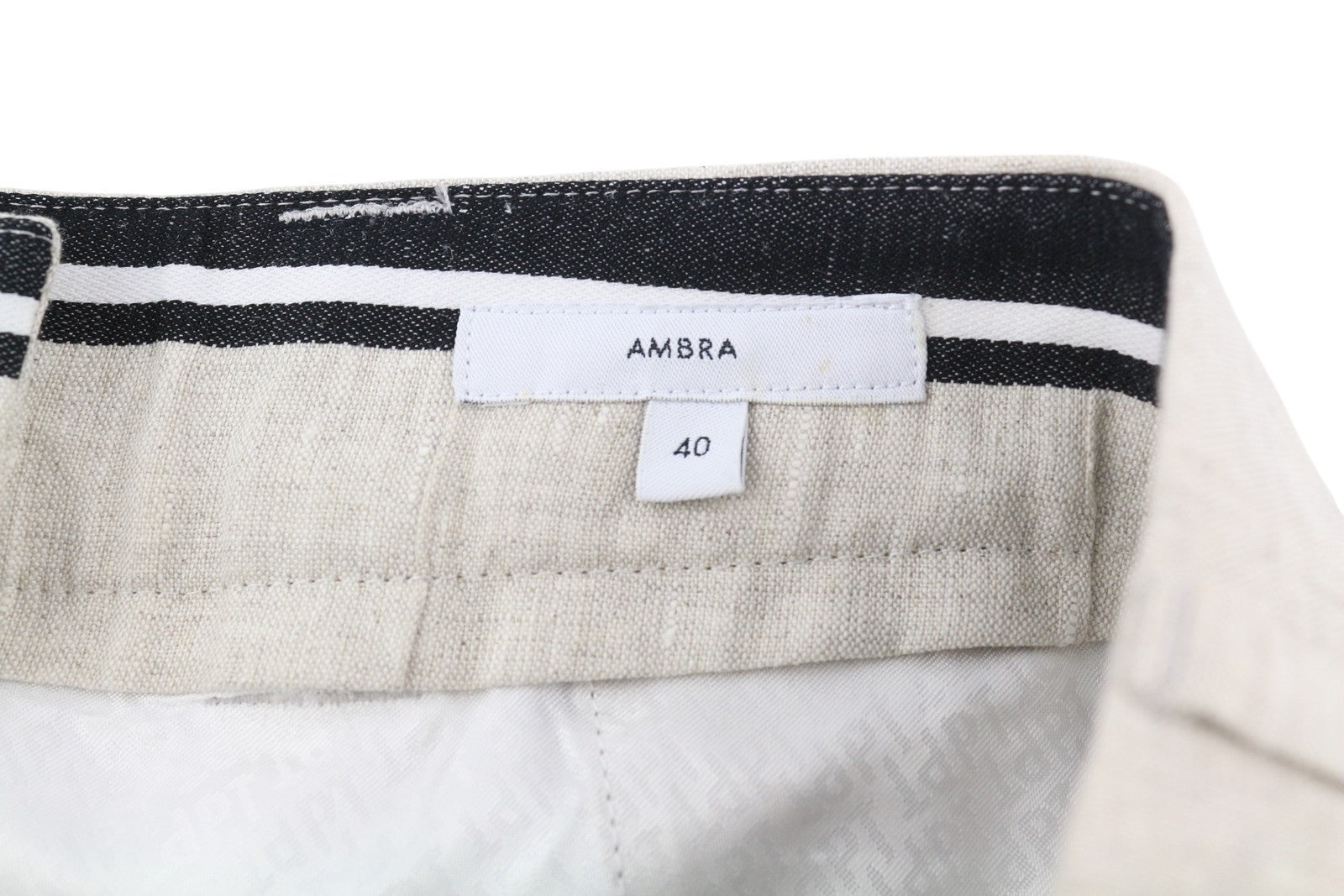 PT TORINO Ambra moteriškos kelnės, 40 cm, lininės, dryžuotos, atverčiamos, šviesios 