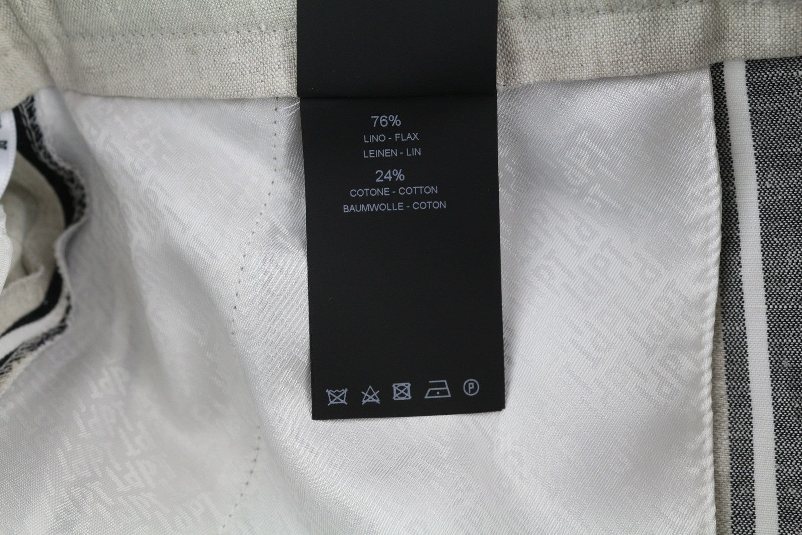 PT TORINO Ambra moteriškos kelnės, 40 cm, lininės, dryžuotos, atverčiamos, šviesios 