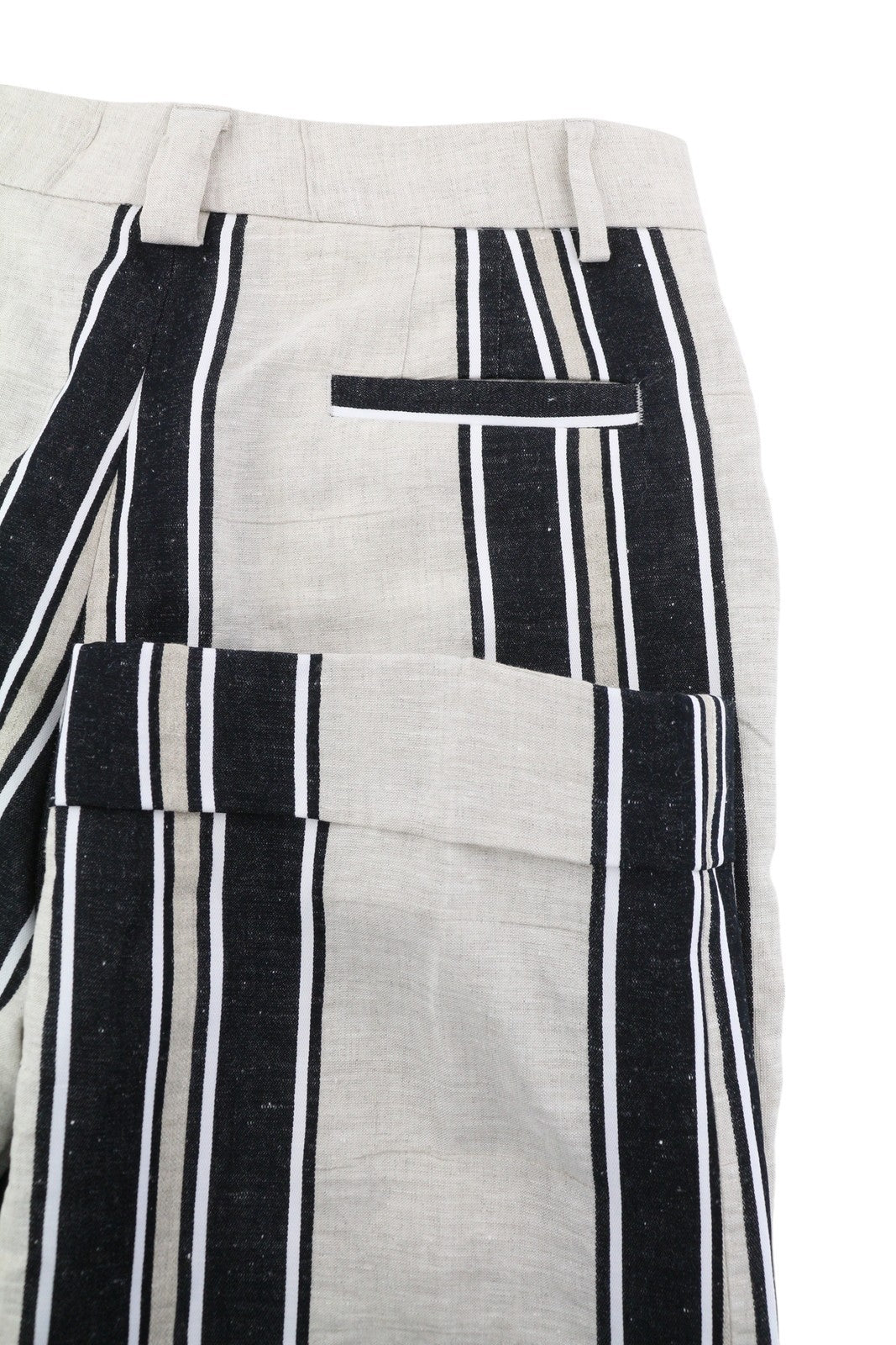 PT TORINO Ambra moteriškos kelnės, 42 cm, lininės, dryžuotos, atverčiamos, šviesios