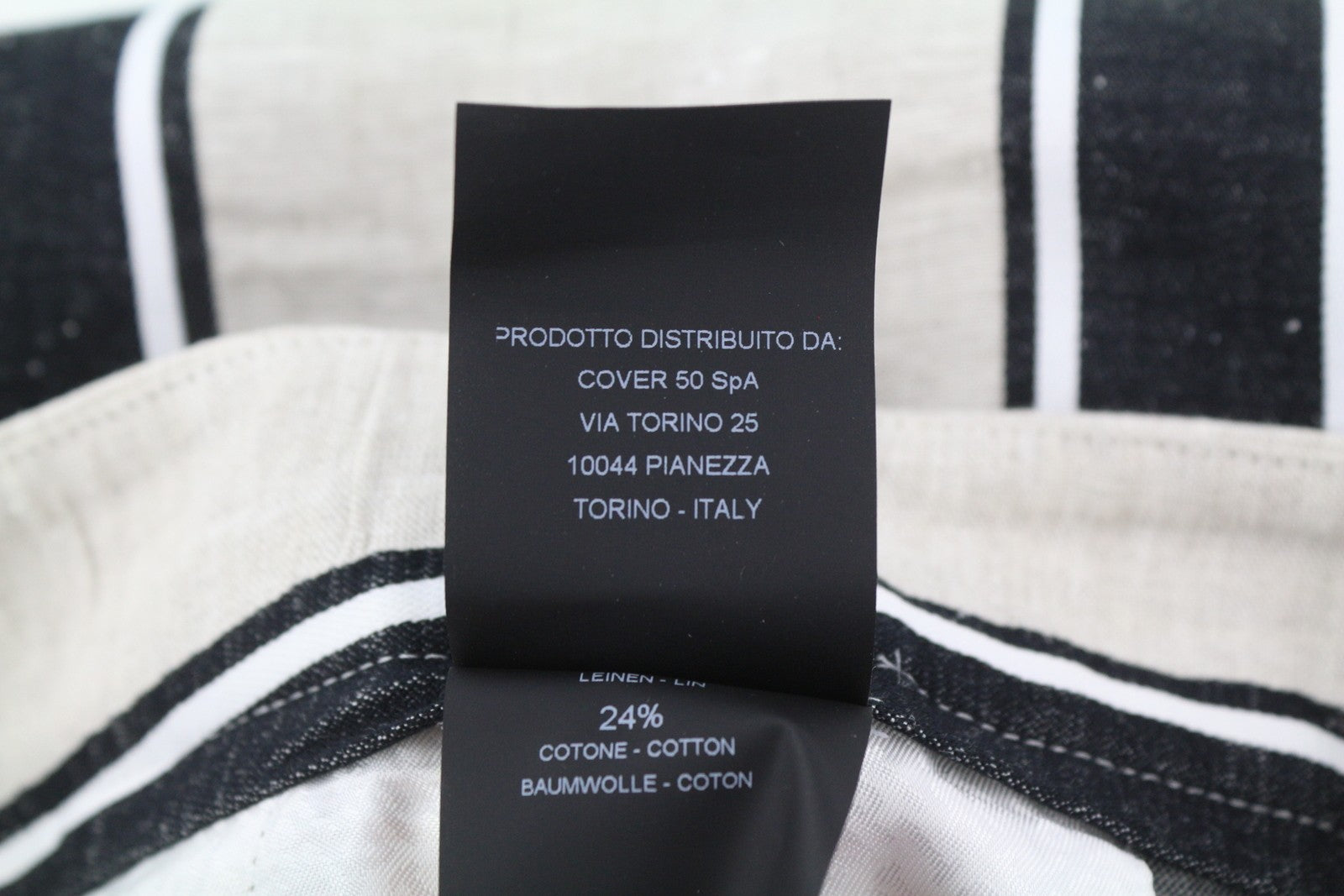 PT TORINO Ambra moteriškos kelnės, 42 cm, lininės, dryžuotos, atverčiamos, šviesios