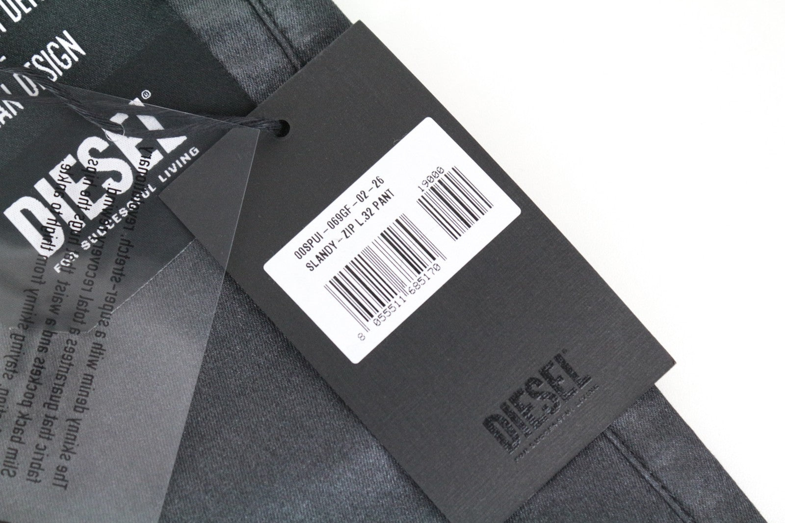 DIESEL Slandy-Zip 069GF Women's Jeans W26/L32 Super Skinny Fit Coated Mid-Rise