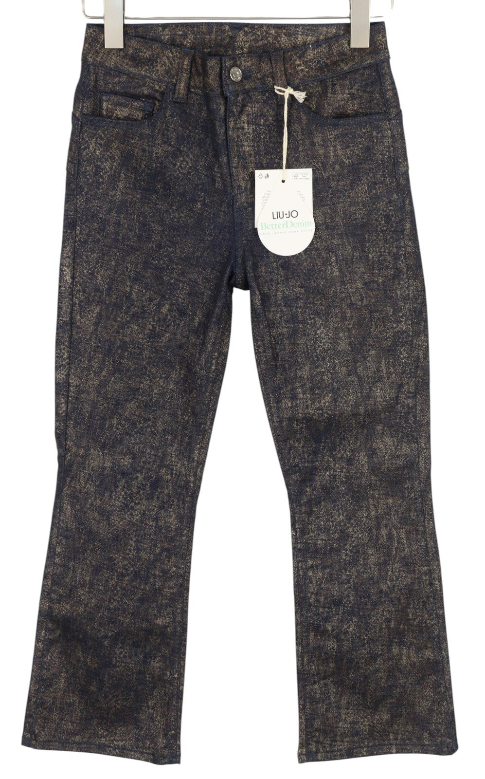 LIU JO Lamina Womens Jeans W28 Patterned Bootcut  Ankle Length Glitter Shiny