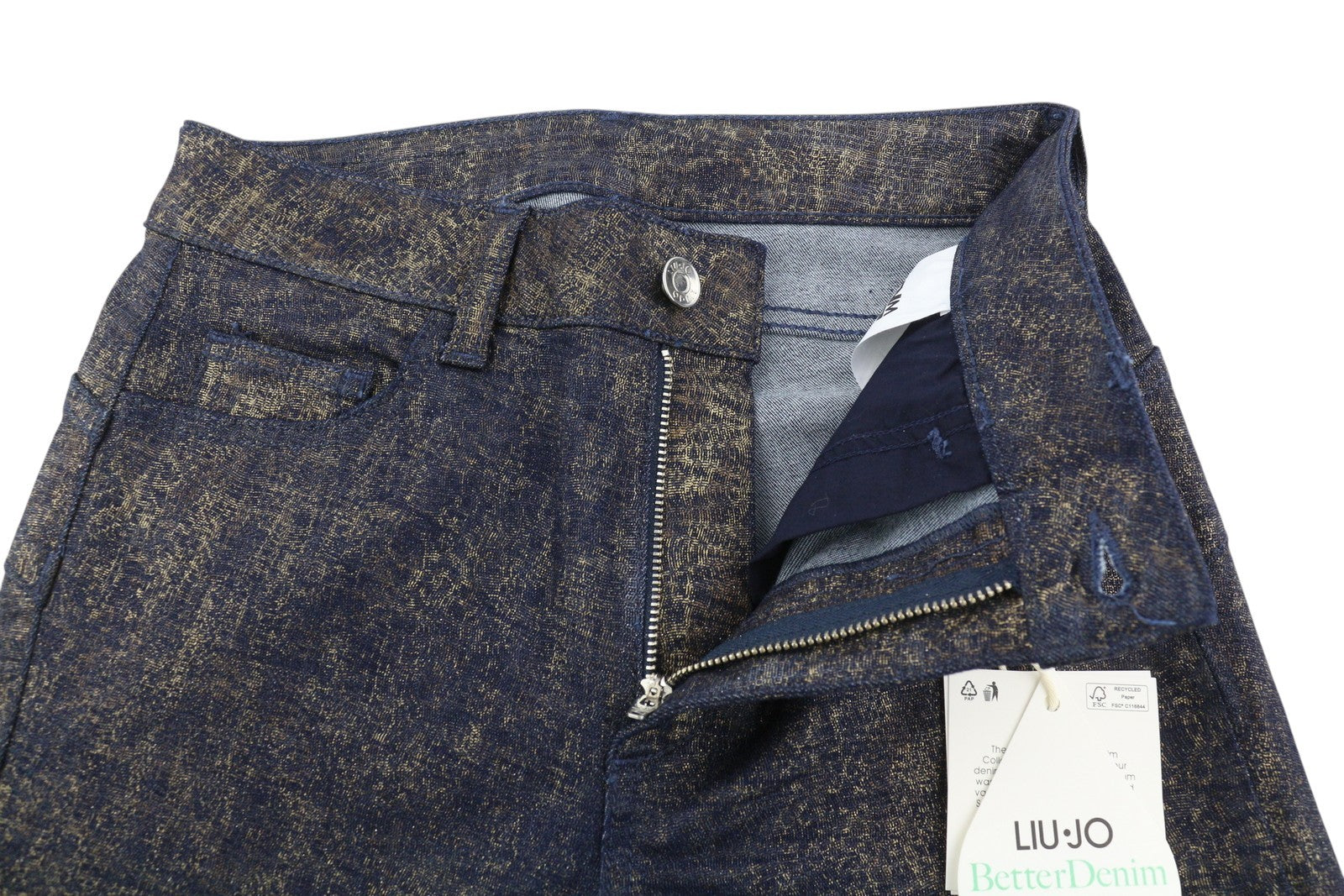 LIU JO Lamina Womens Jeans W28 Patterned Bootcut  Ankle Length Glitter Shiny