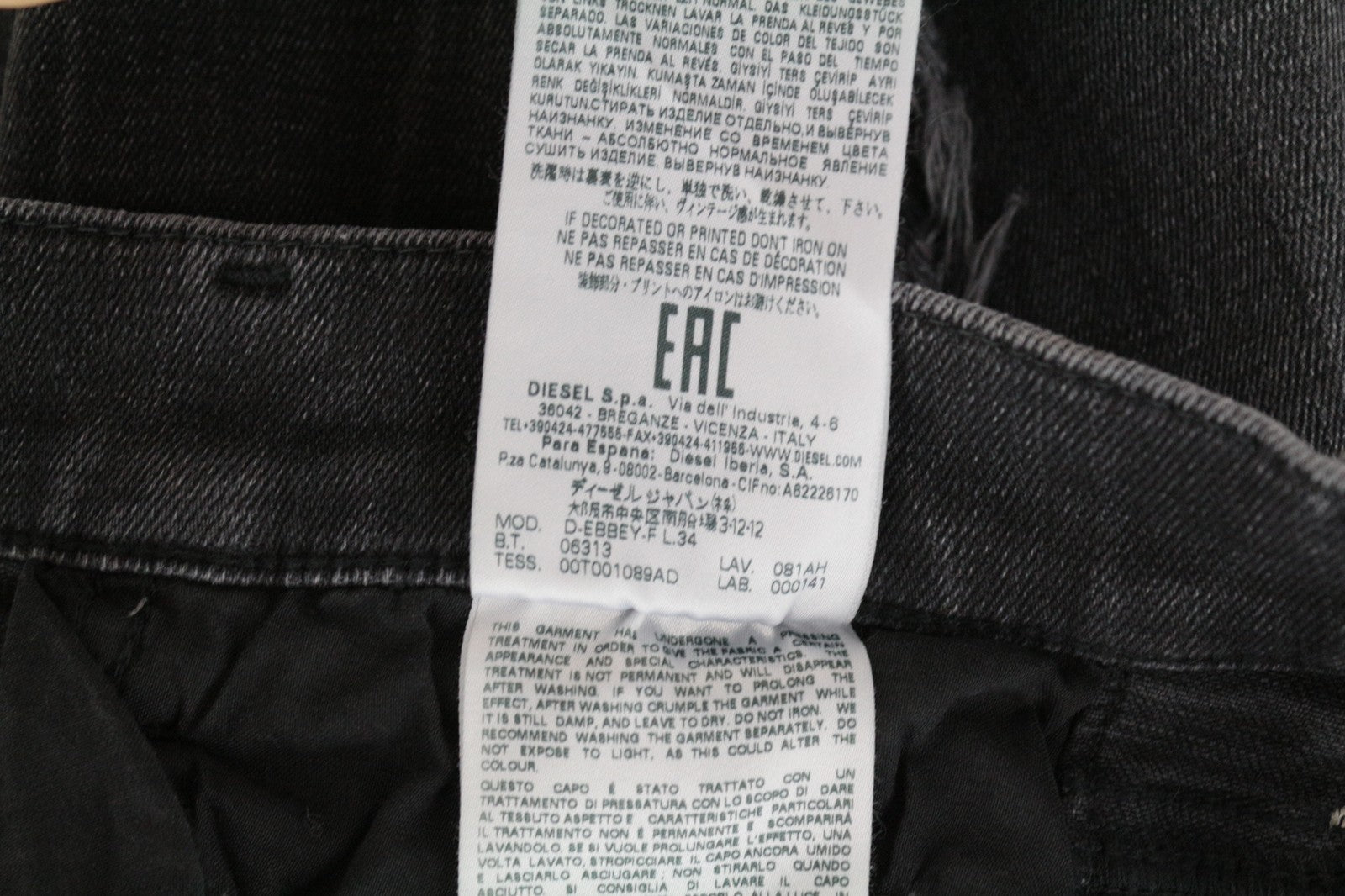 DIESEL D-Ebbey-F 081AH Women's Jeans W27/L34 Bootcut Stretch Slit Low Waist Fit