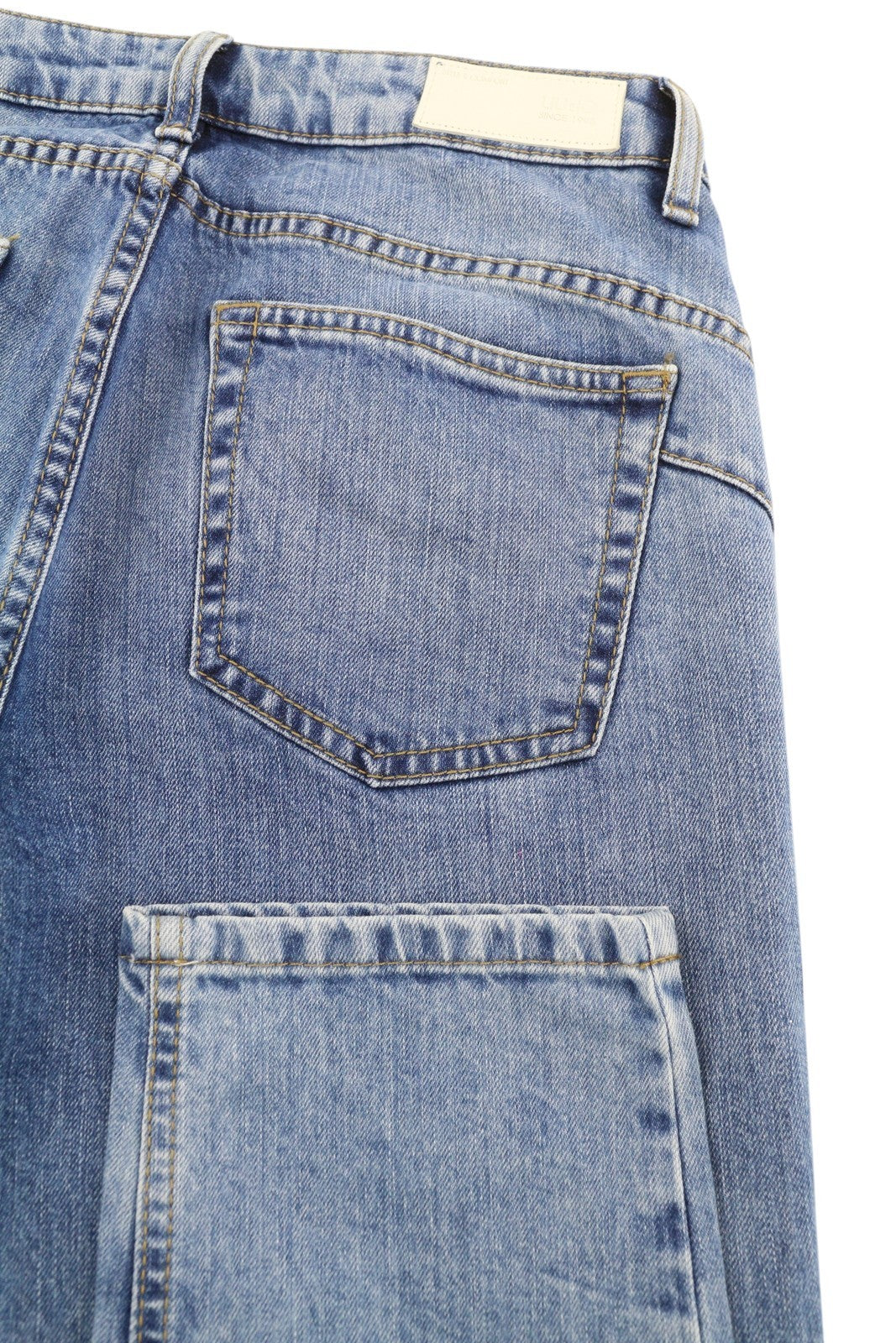 LIU JO Cute Womens Jeans W28  Blue Patterned Painted Skinny Leg Ankle Length