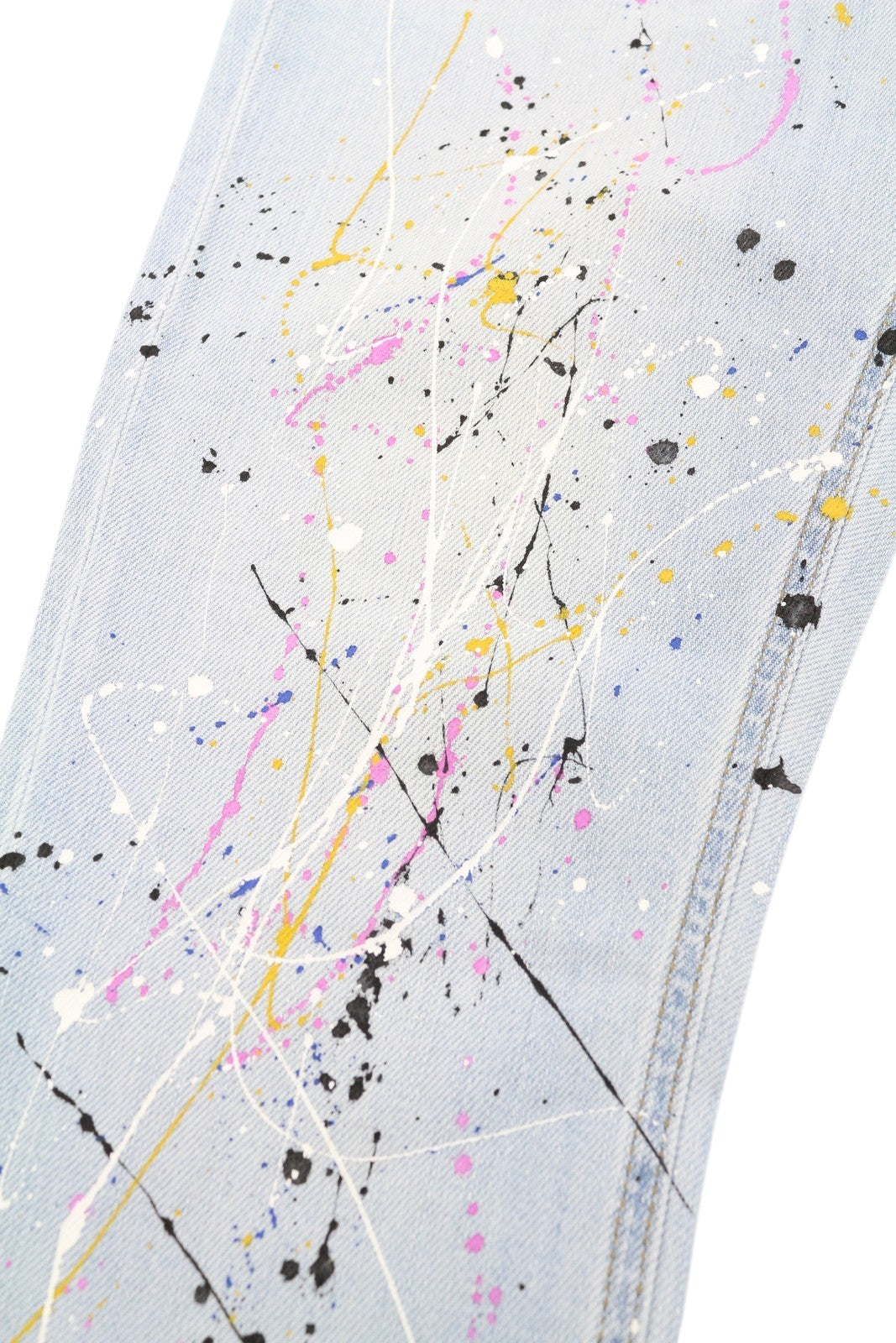 LIU JO Boy Lapel Womens Jeans W28  Blue Painted Button Fly Washed Slim