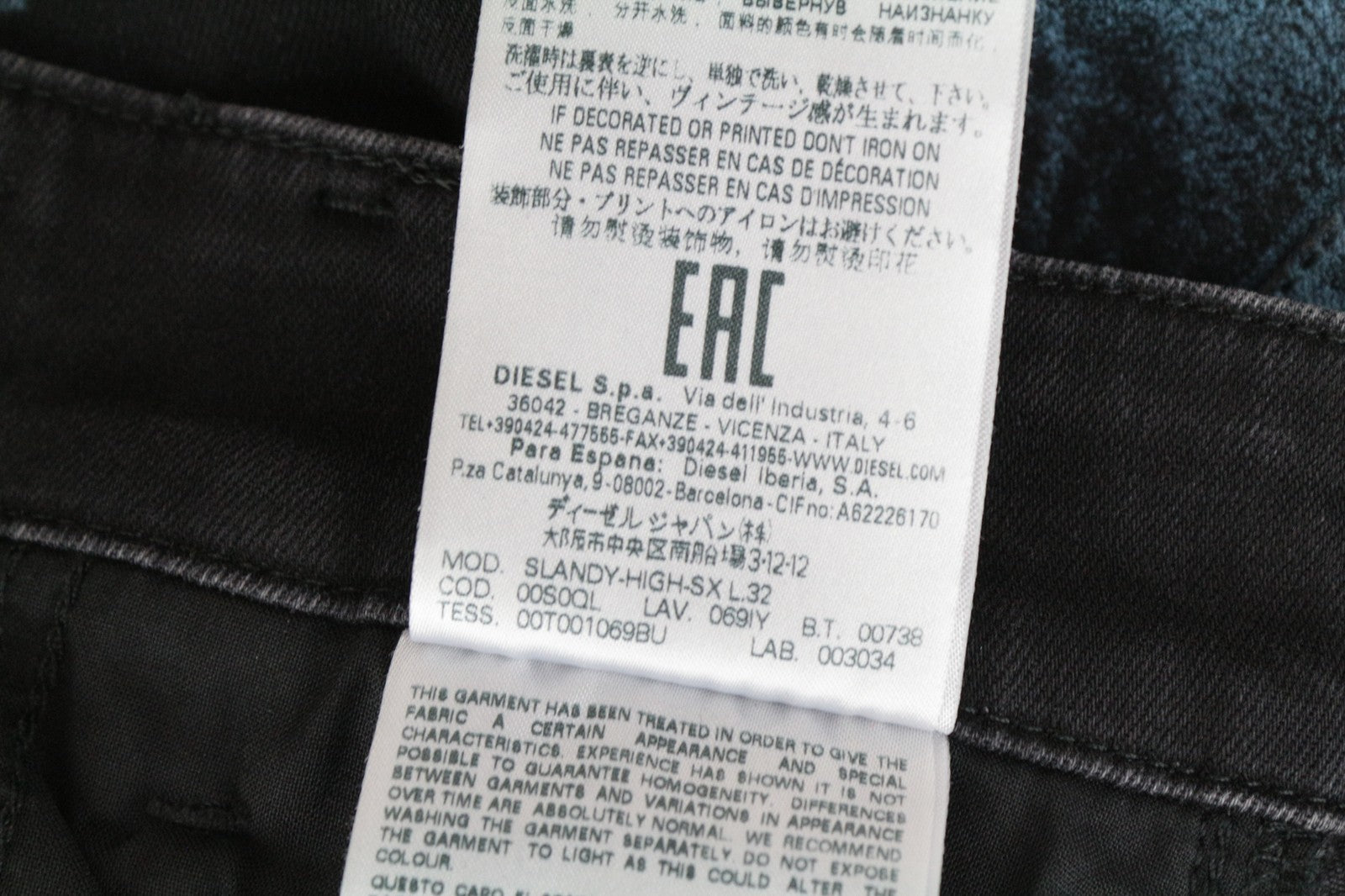 DIESEL Slandy-High-SX 069IY Women's Jeans W26/L32 Zip-Fly Super Skinny Fit Denim