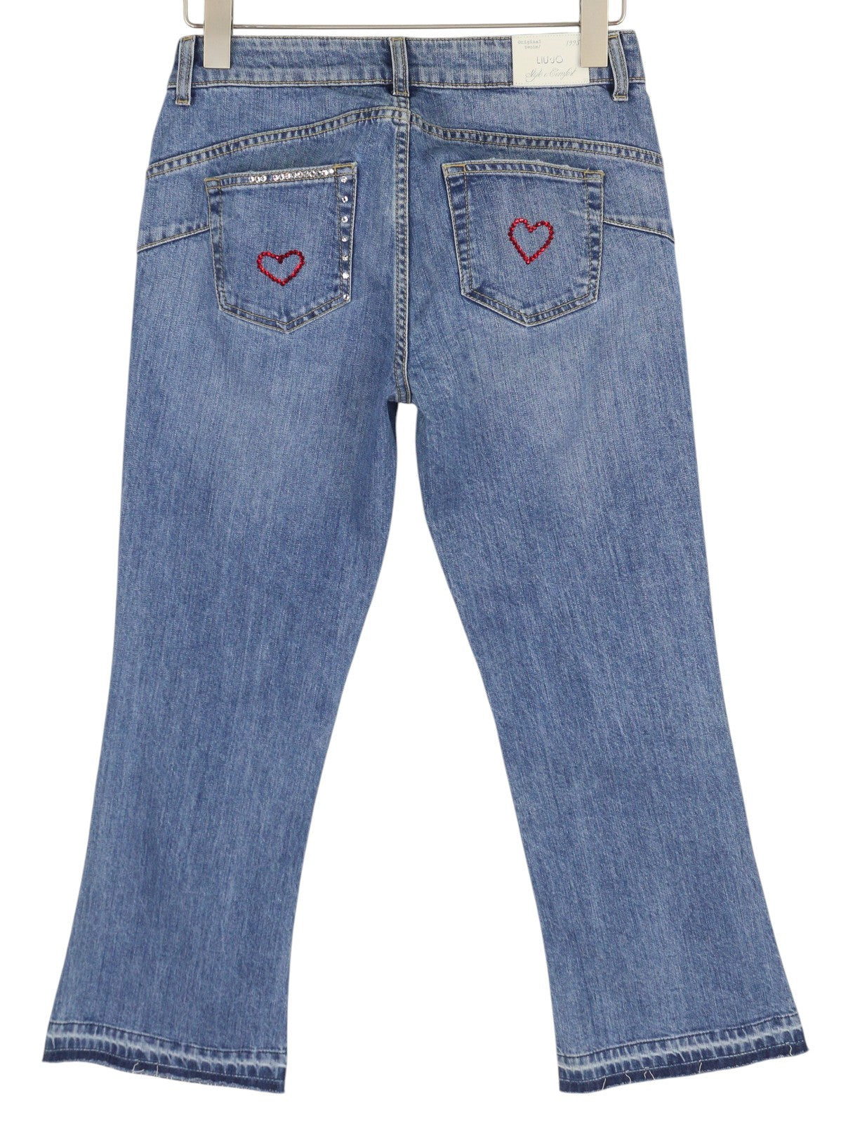 LIU JO Fly Womens Jeans W28  Blue Ankle Length Washed Patterned Bootcut