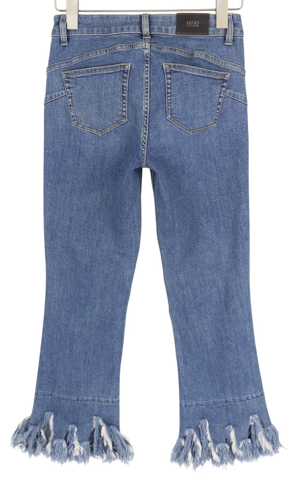 LIU JO Fly Womens Jeans W28  Blue Distress Ripped Ankle Length Washed Zipper