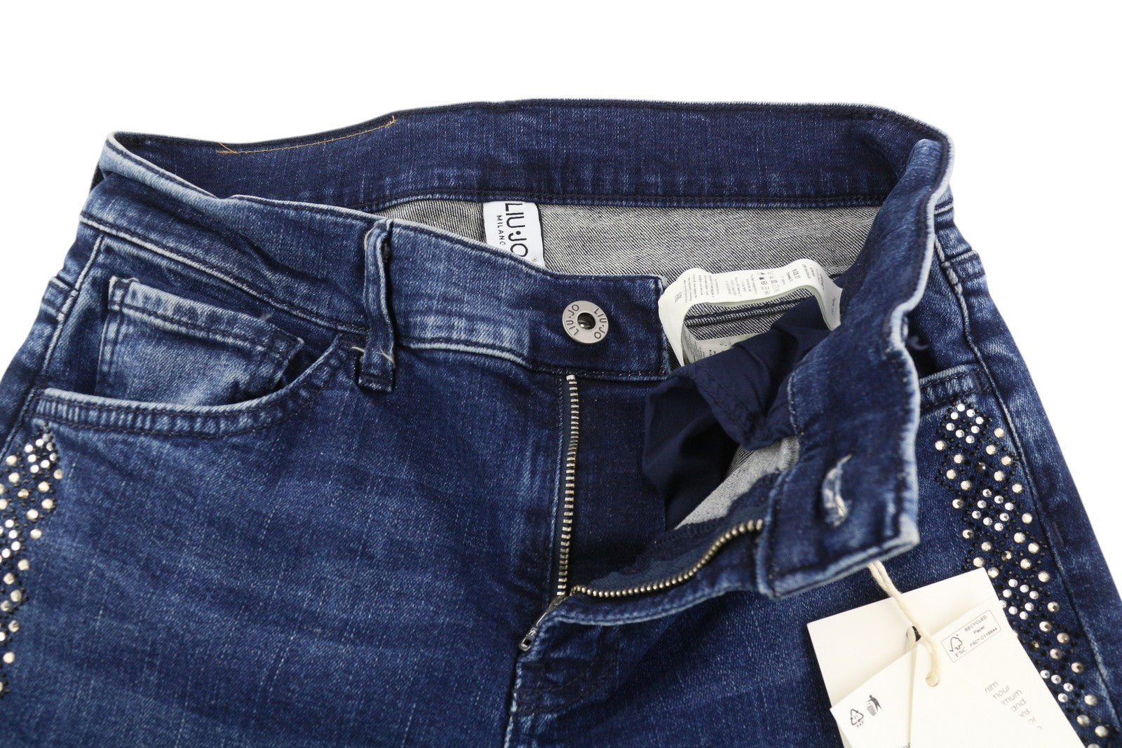 LIU JO Womens Jeans W27  Washed Blue Skinny  Rhinestones Details Ankle