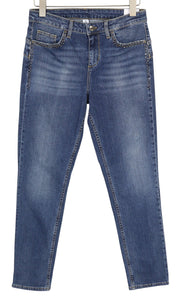 LIU JO Precious Womens Jeans W28/L30 Bottom Up  Washed Blue Rhinestone Zip