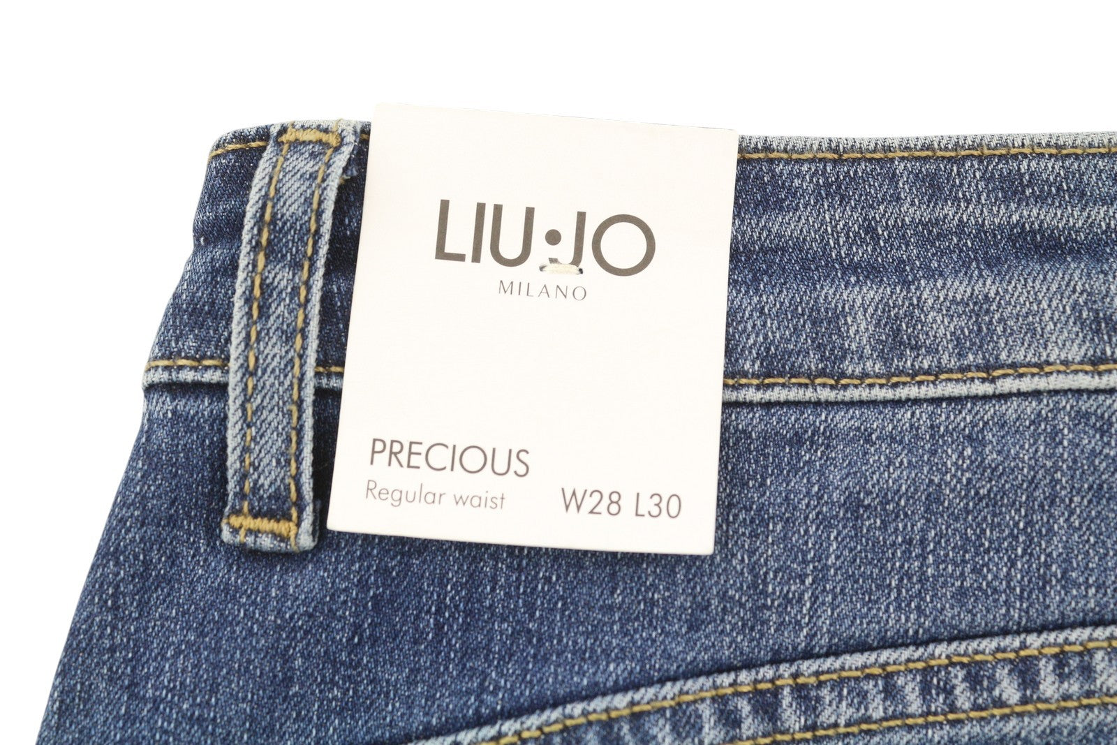 LIU JO Precious Womens Jeans W28/L30 Bottom Up  Washed Blue Rhinestone Zip
