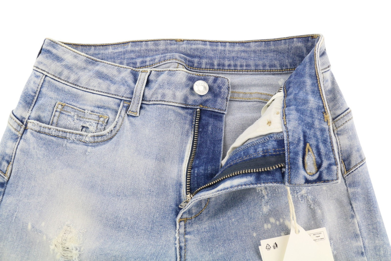 LIU JO Ideal Womens Jeans W28 Skinny Stretch Ripped Distress Washed Blue